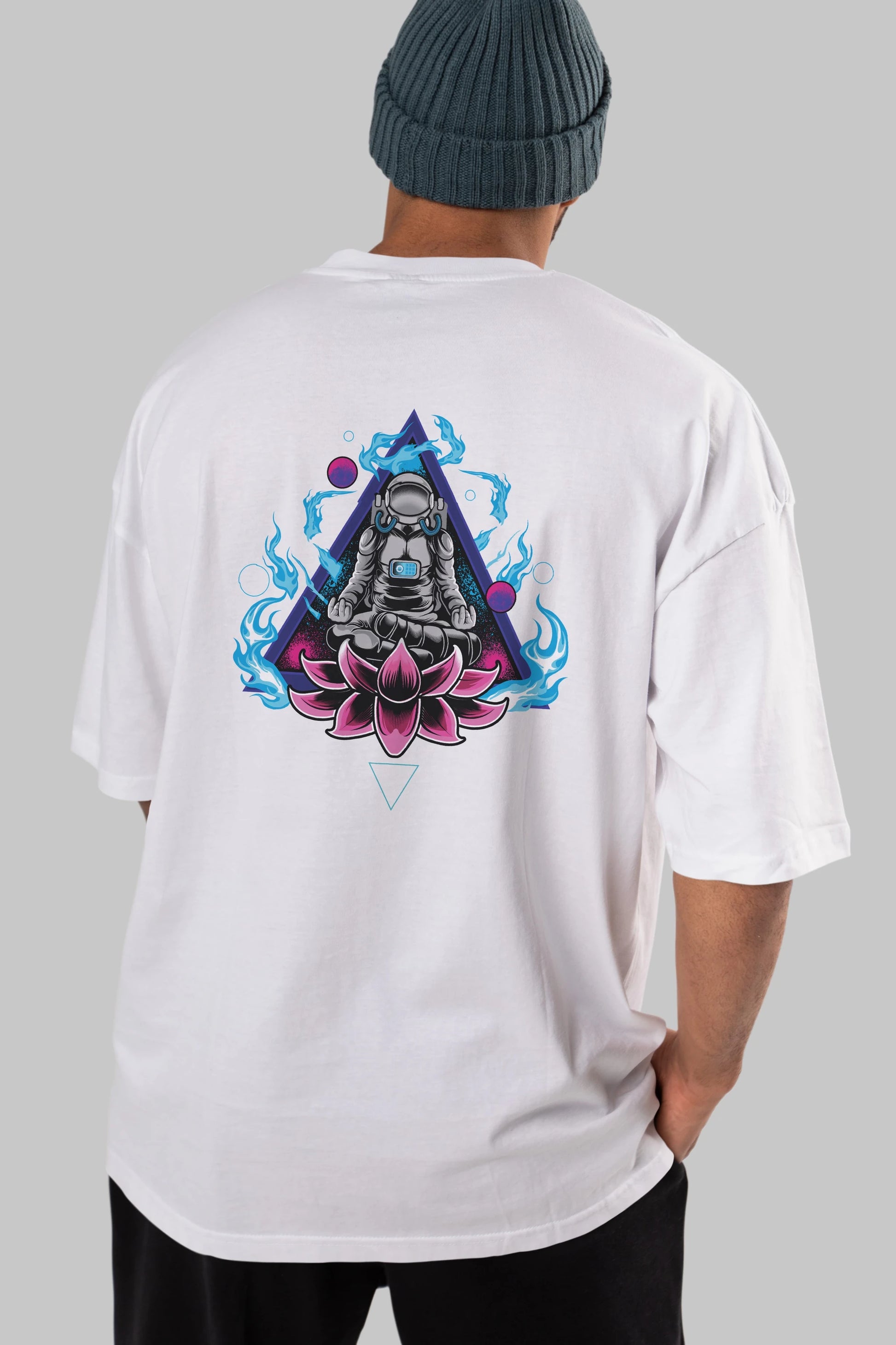 Astronaut Meditation (2) Arka Baskılı Oversize t-shirt Erkek Kadın Unisex