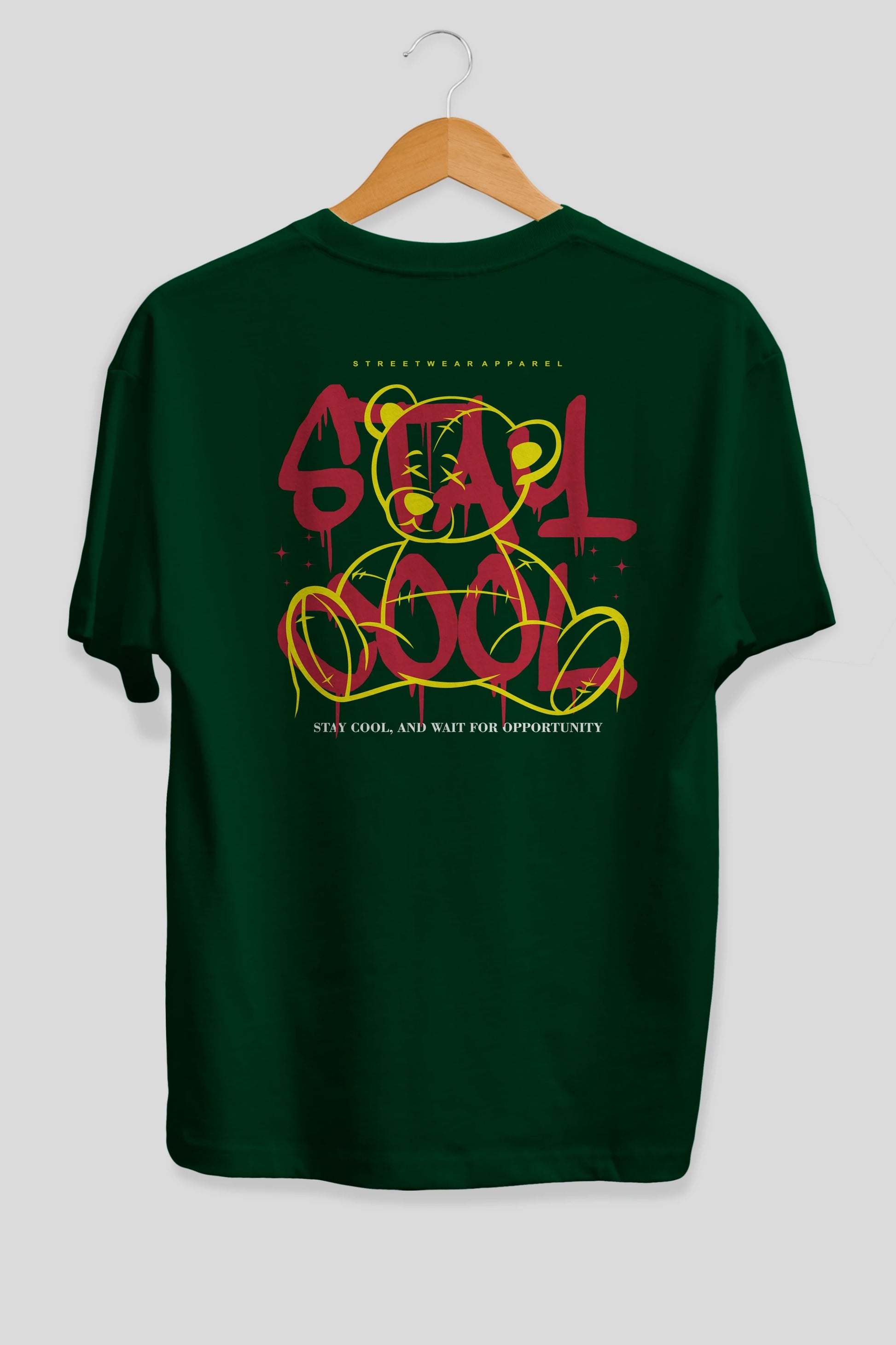 Teddy Bear Stay Cool 2 Arka Baskılı Oversize t-shirt Erkek Kadın Unisex