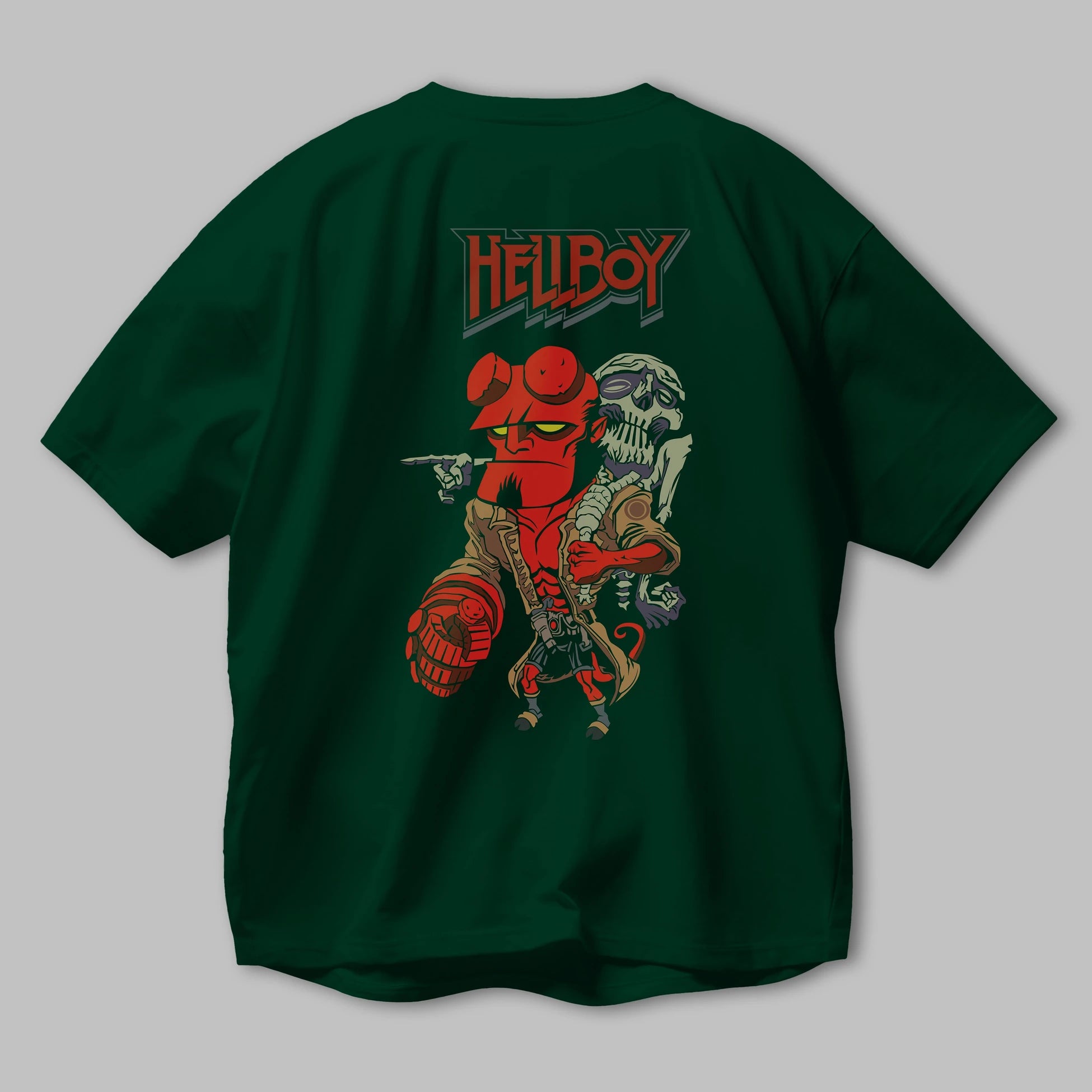 Hellboy (2) Arka Baskılı Oversize t-shirt Erkek Kadın Unisex %100 Pamuk Bisiklet Yaka tişort