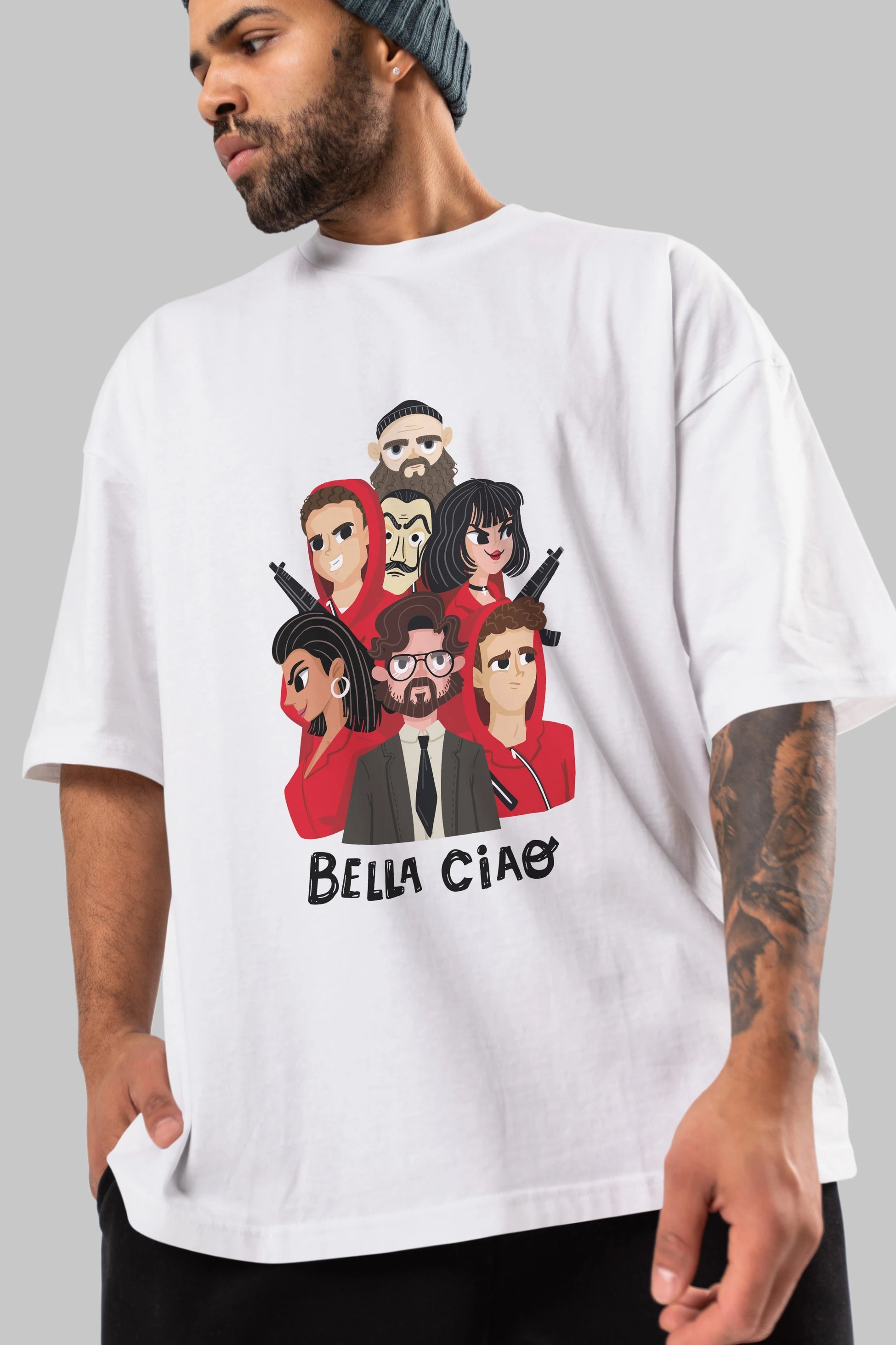 La Casa De Papel (13) Ön Baskılı Oversize t-shirt Erkek Kadın Unisex %100 Pamuk Bisiklet Yaka tişort