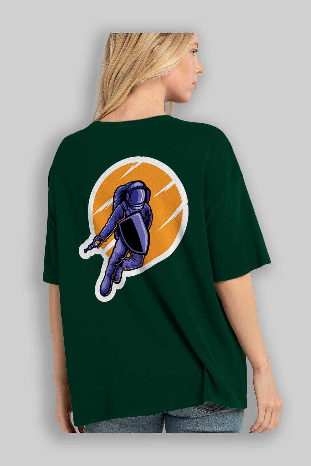 Astro Wars Sticker Arka Baskılı Oversize t-shirt Erkek Kadın Unisex