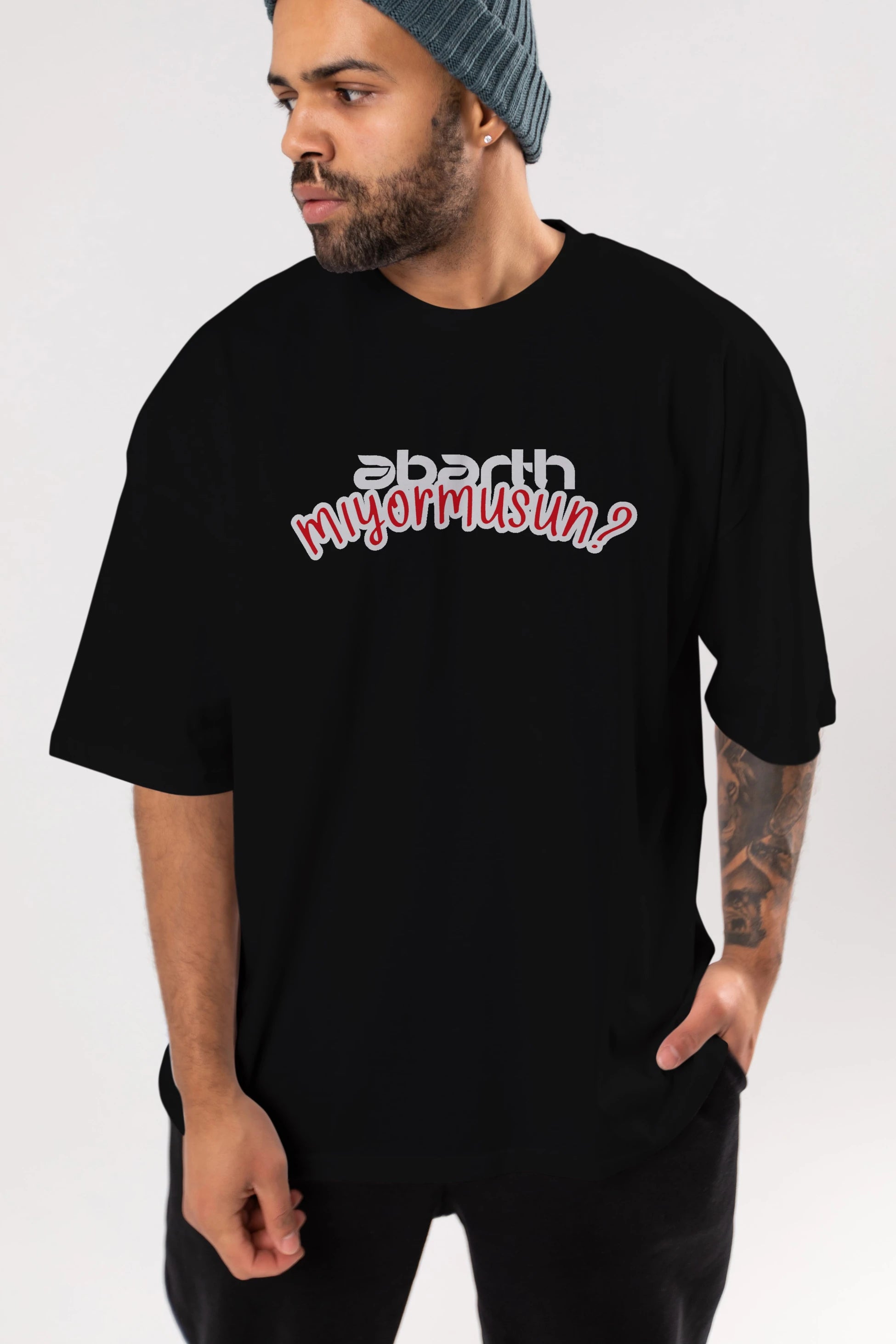 Abarth  Mıyormusun Ön Baskılı Oversize t-shirt %100 pamuk Erkek Kadın Unisex