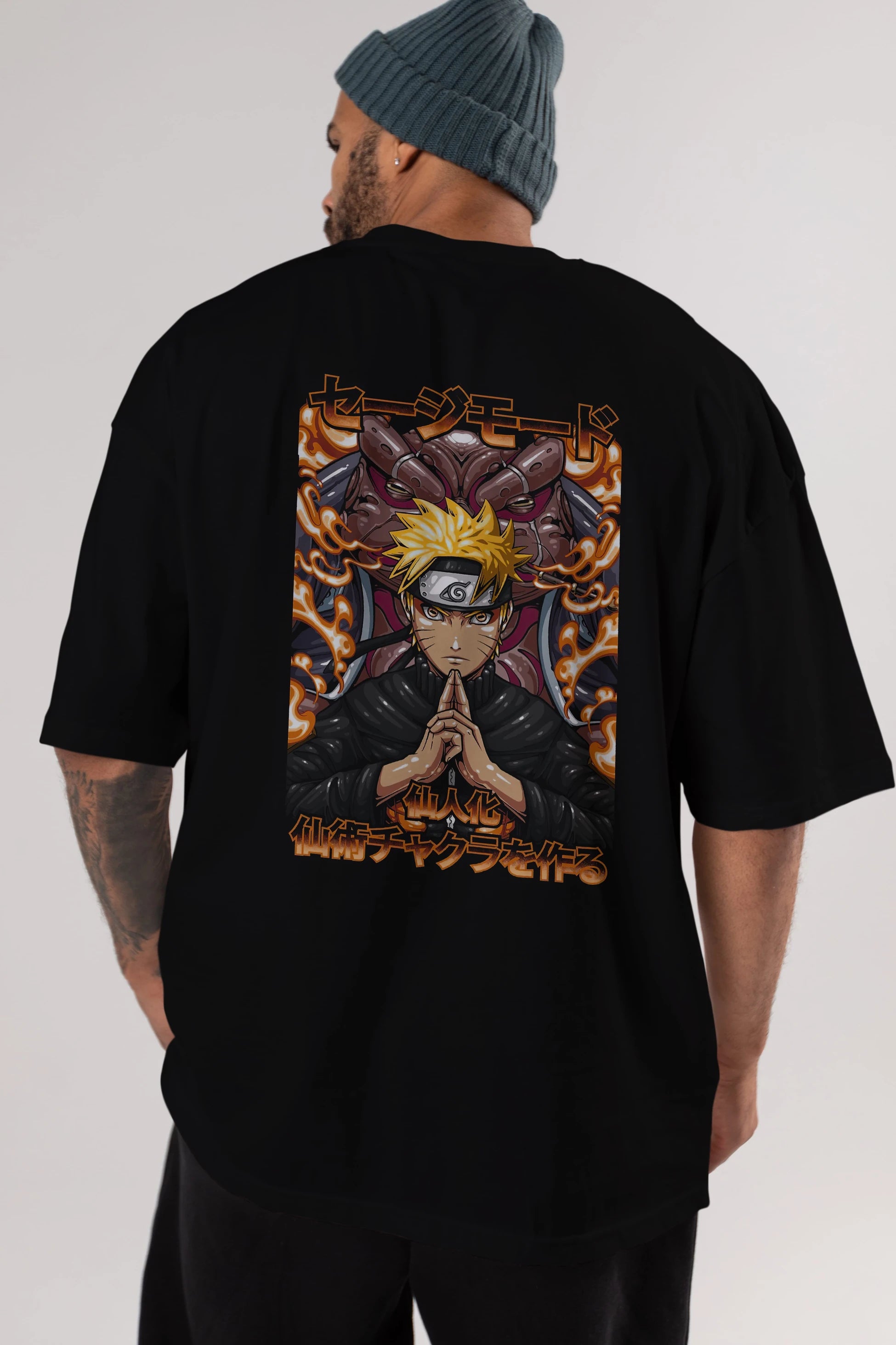 NARUTO (10) Anime Arka Baskılı Oversize t-shirt Erkek Kadın Unisex