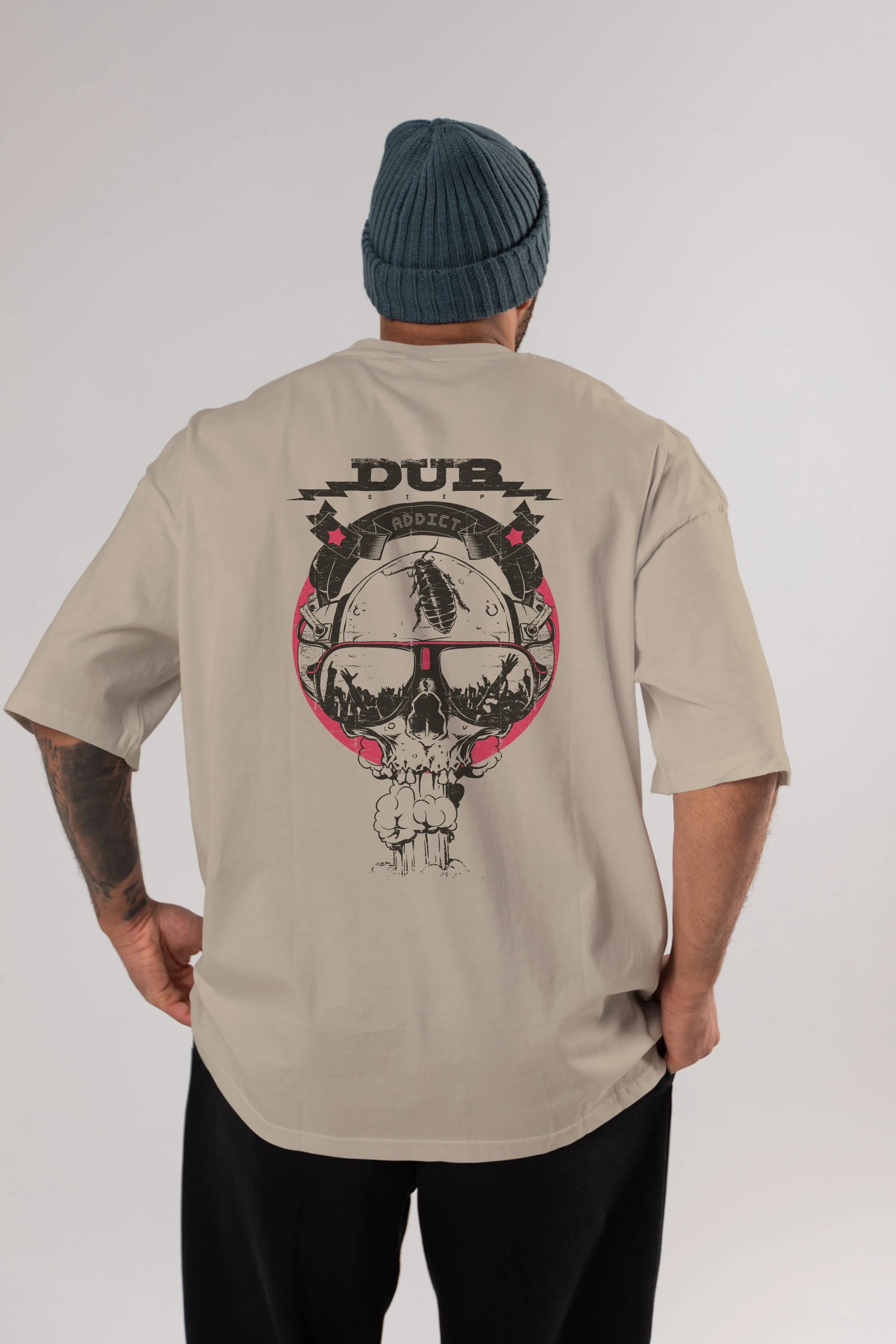 Dub Addict Arka Baskılı Oversize t-shirt Erkek Kadın Unisex