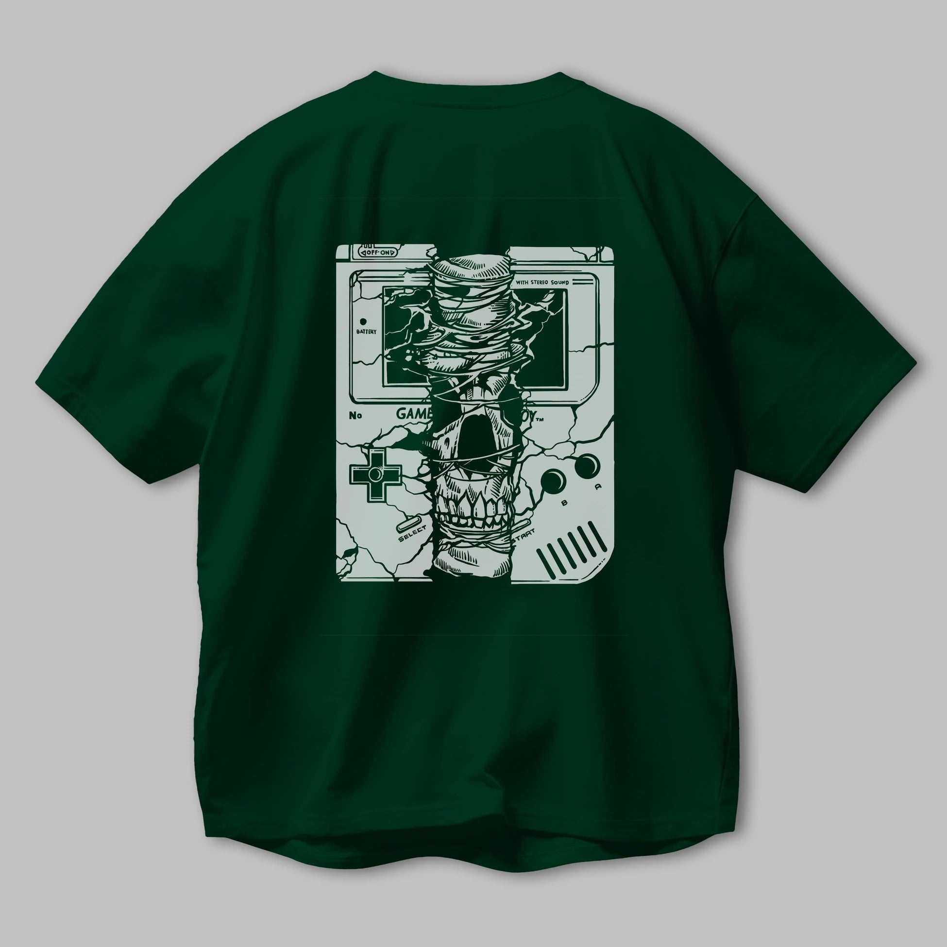 Gameboy Skull Arka Baskılı Oversize t-shirt Erkek Kadın Unisex %100 Pamuk