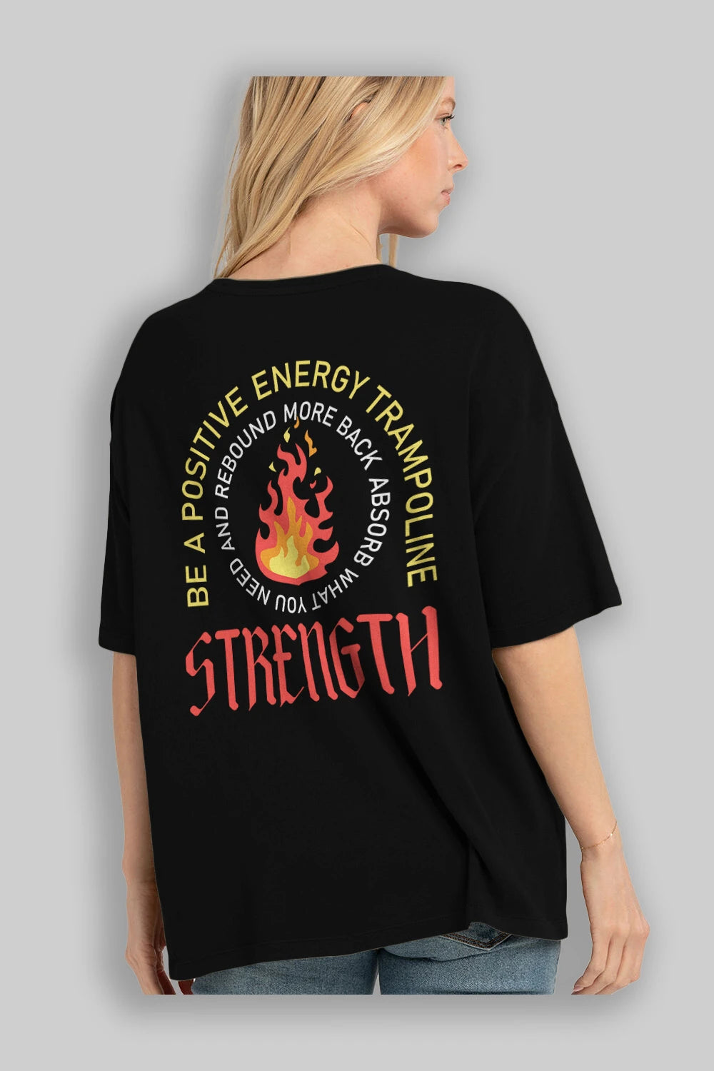 Positive Energy Arka Baskılı Oversize t-shirt Erkek Kadın Unisex
