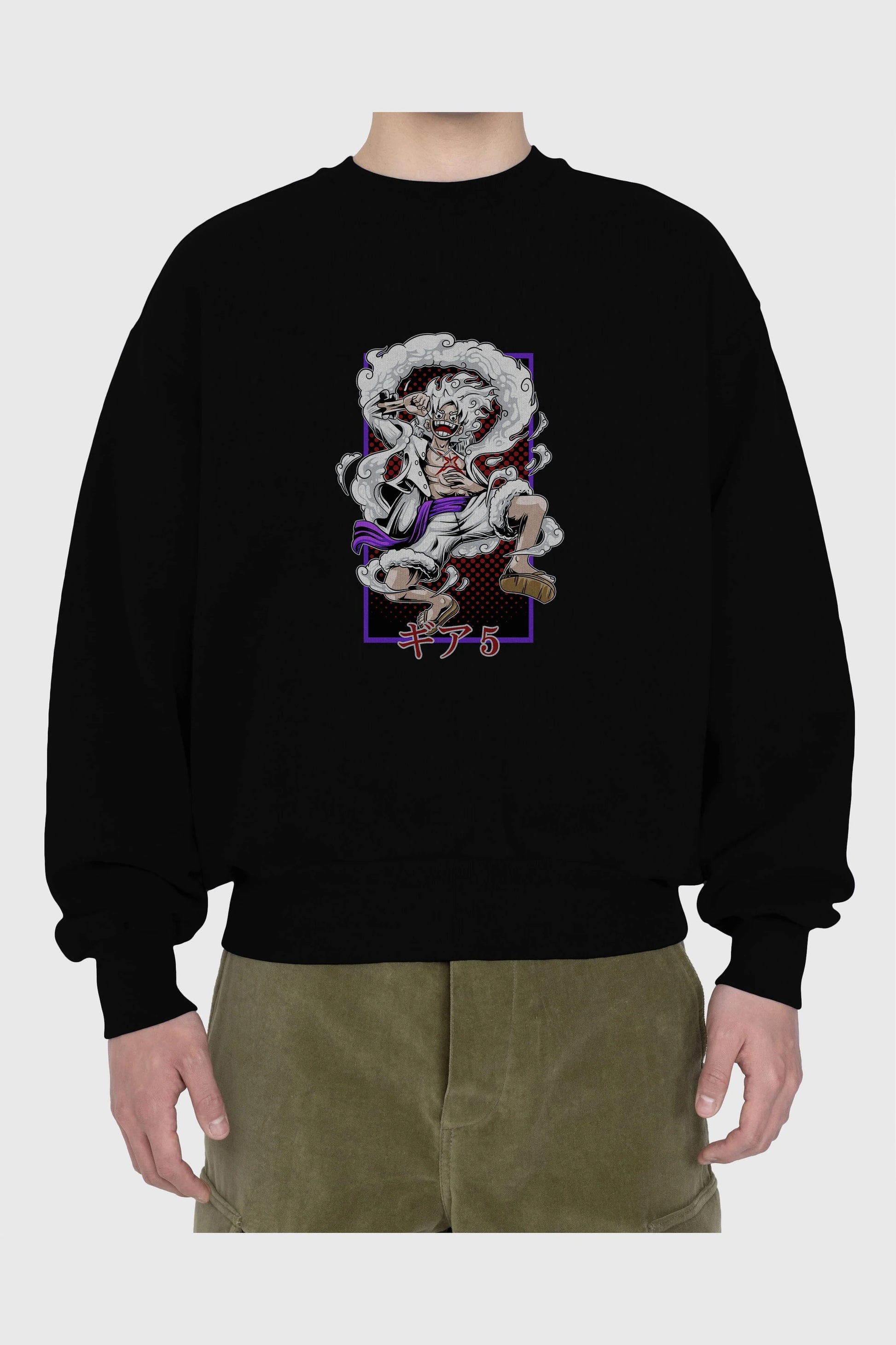 MONKEY D. LUFFY GEAR5 Anime Ön Baskılı Oversize Sweatshirt Erkek Kadın Unisex