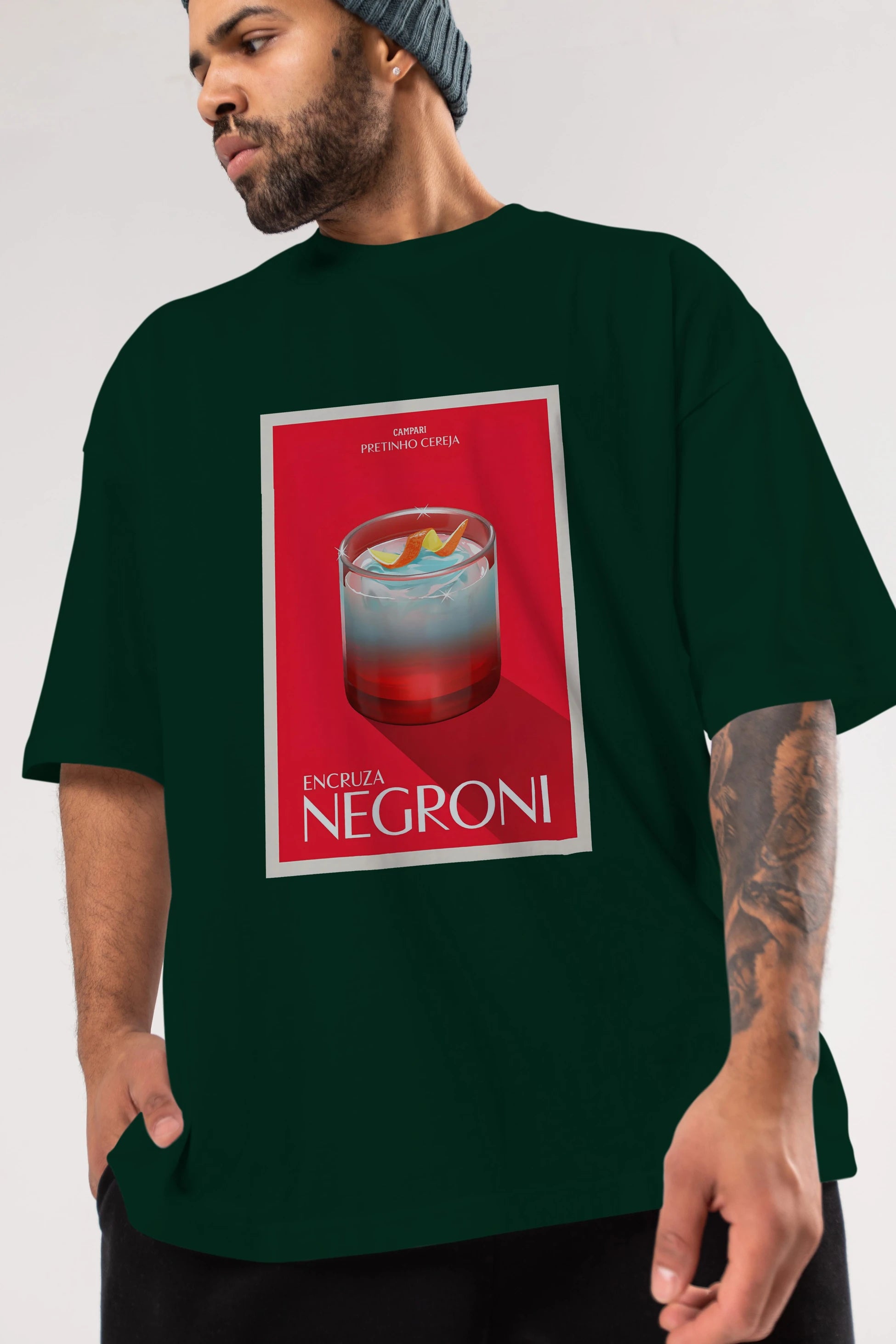 Encruza Negroni Ön Baskılı Oversize t-shirt Erkek Kadın Unisex %100 Pamuk Bisiklet Yaka tişort