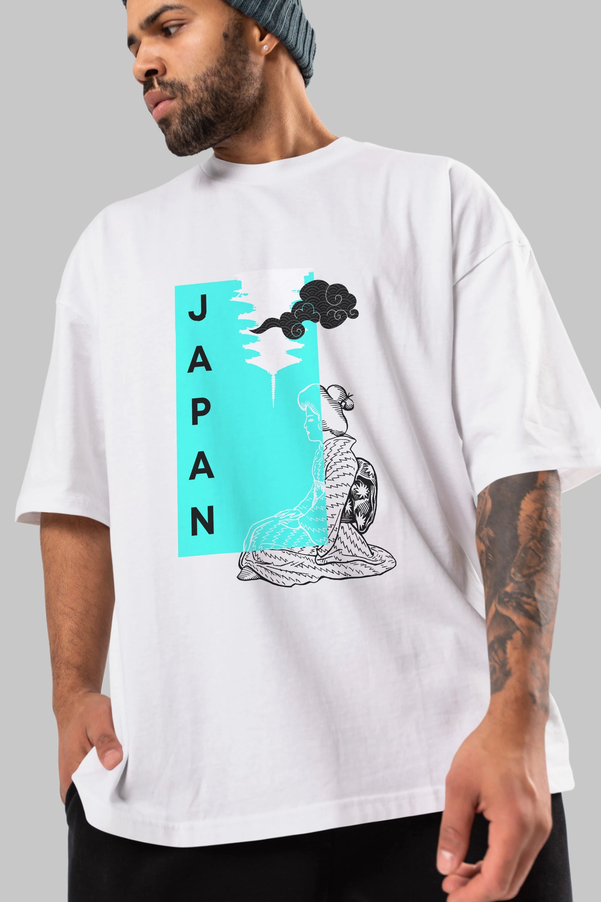 Japan Yazılı Streetwear Ön Baskılı Oversize t-shirt Erkek Kadın Unisex