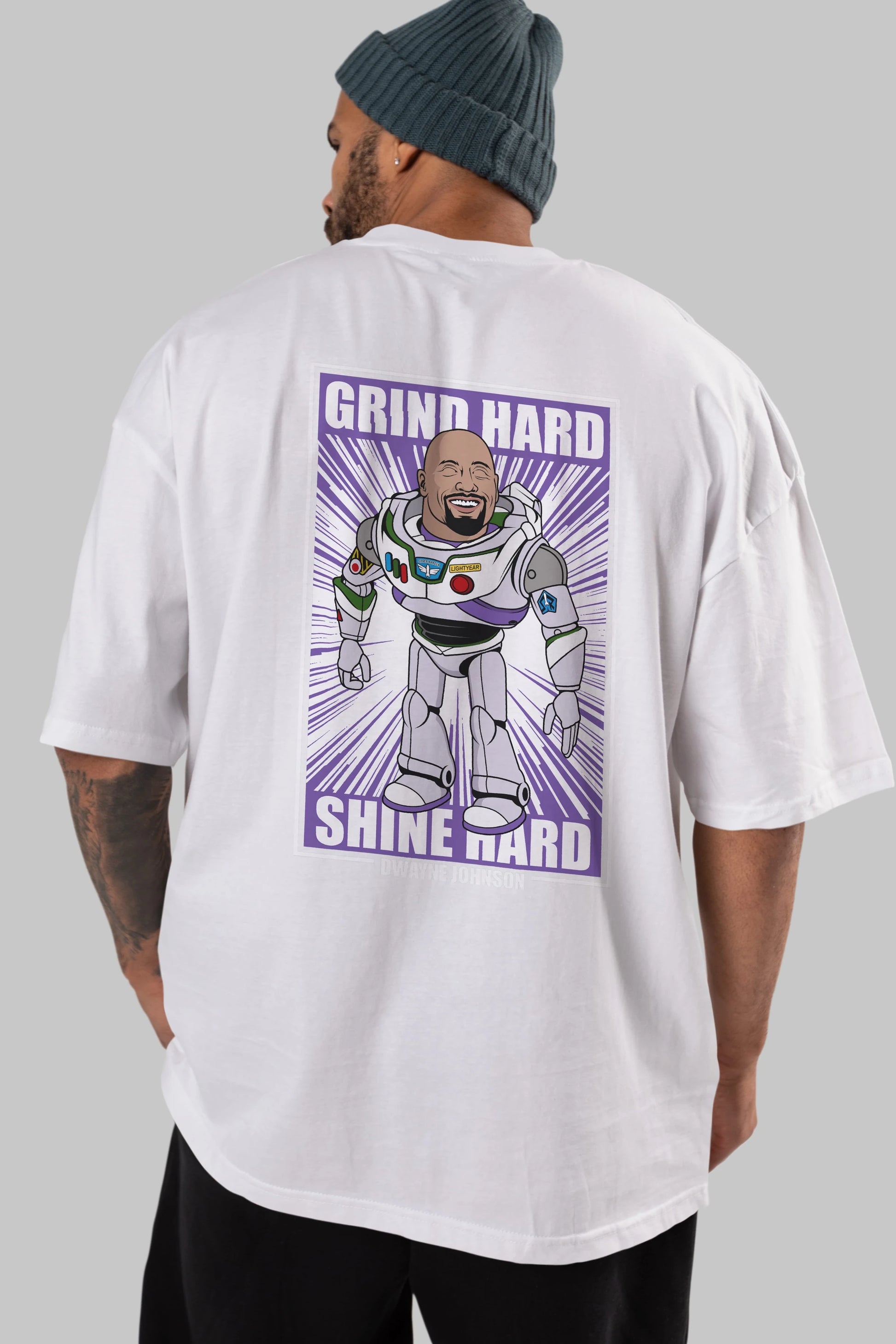 Dwayne Johnson Buzz Lightyear Arka Baskılı Oversize t-shirt Erkek Kadın Unisex %100 Pamuk tişort