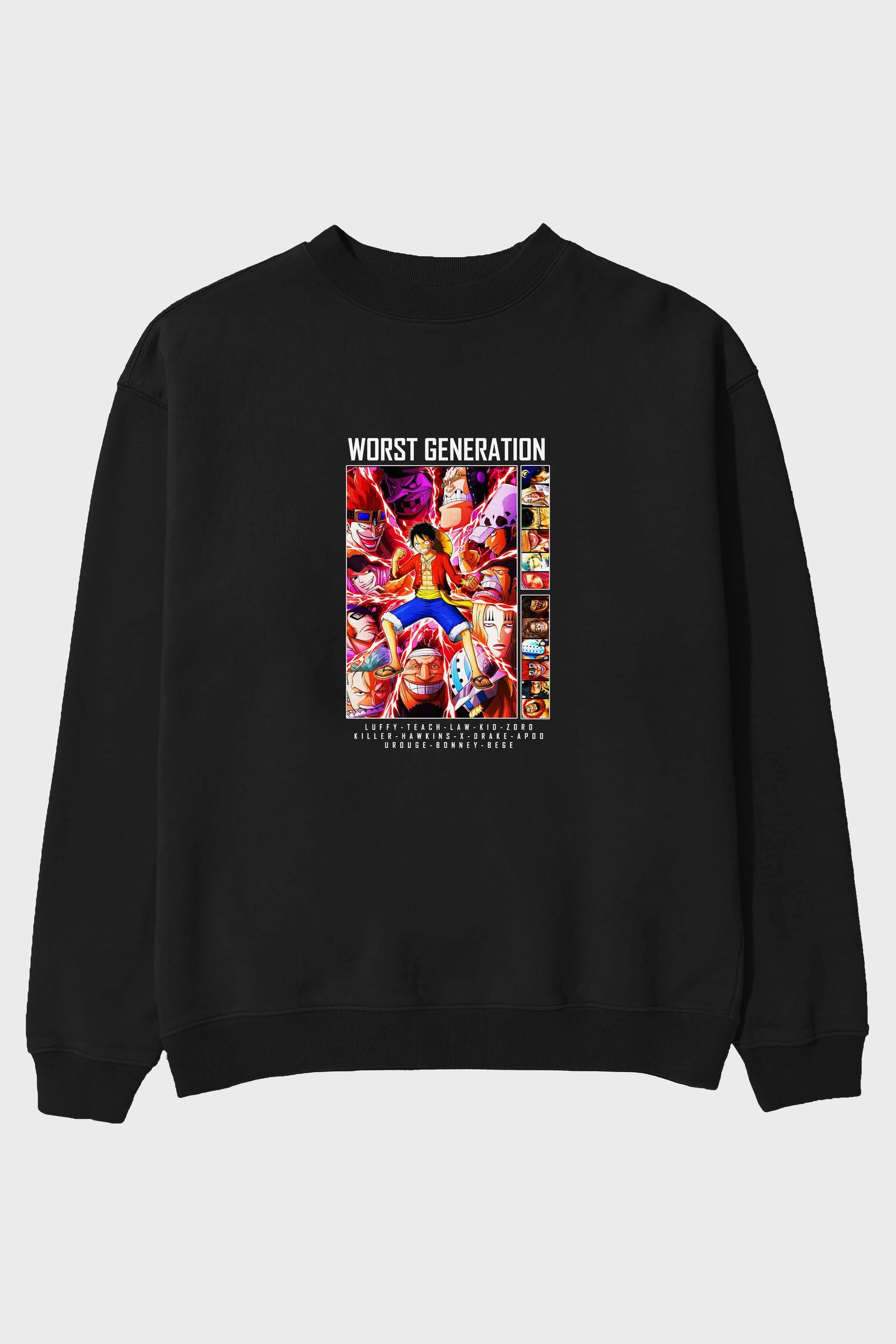 Worst Generation Ön Baskılı Anime Oversize Sweatshirt Erkek Kadın Unisex