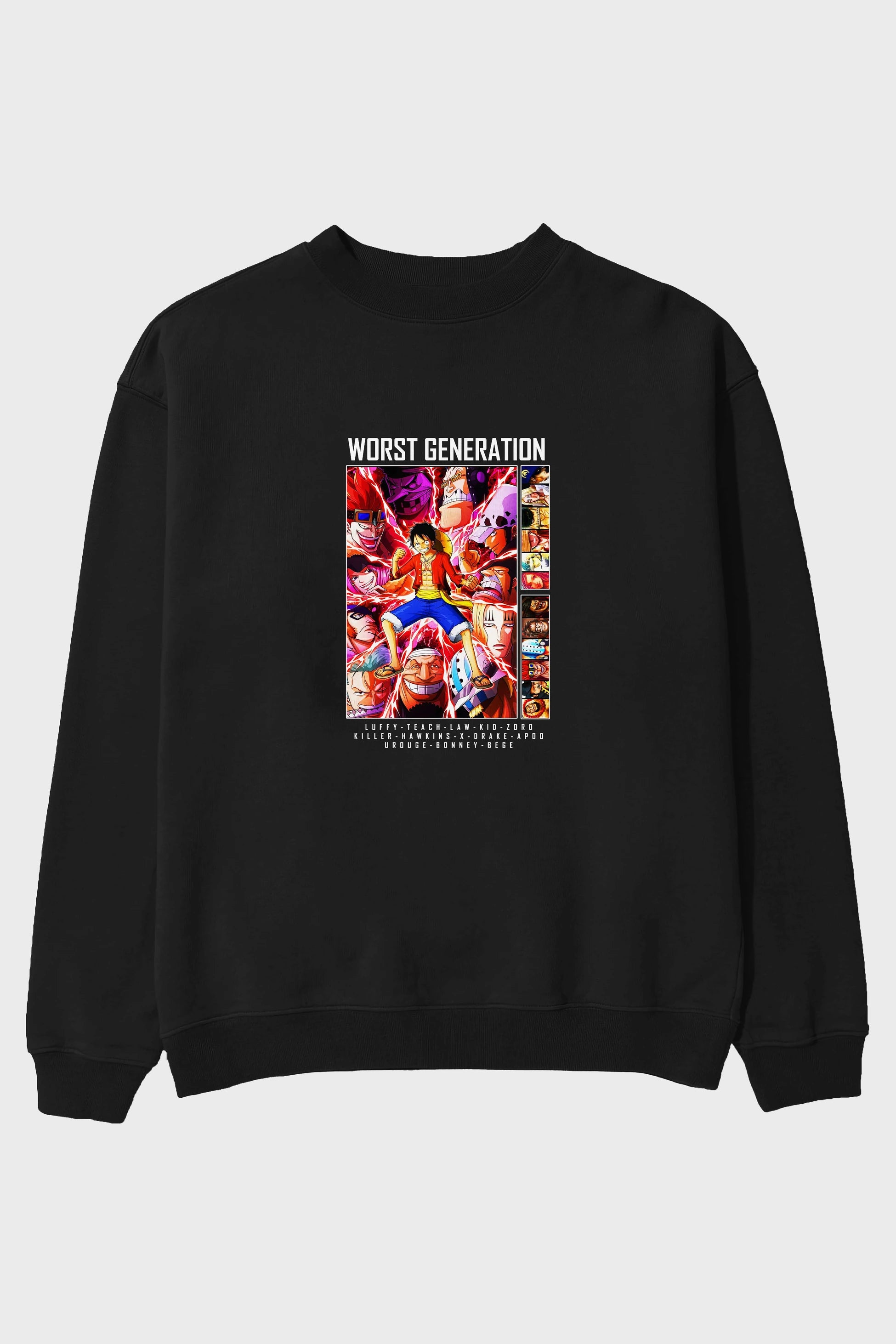 Worst Generation Ön Baskılı Anime Oversize Sweatshirt Erkek Kadın Unisex