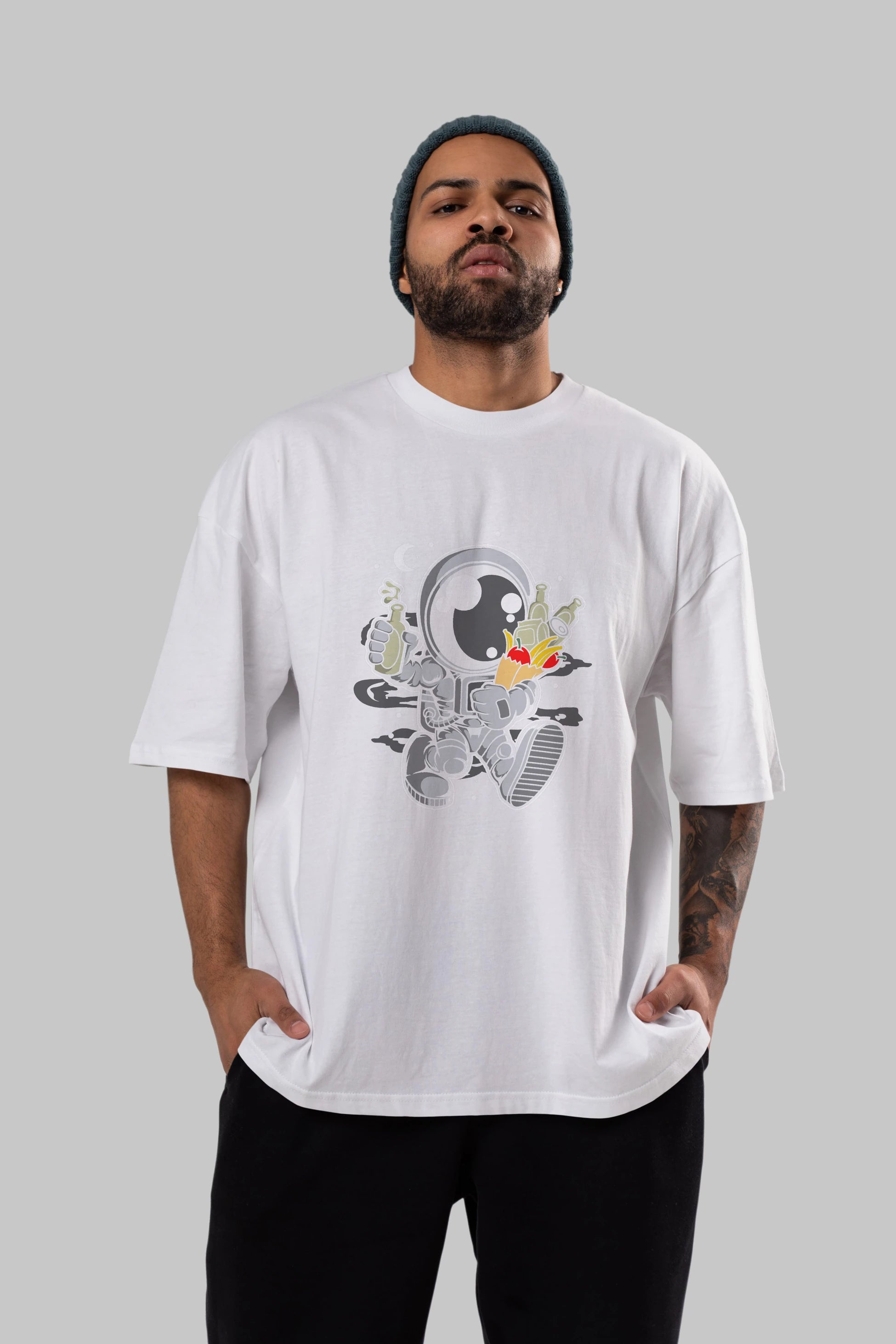 Astronaut Grochery Ön Baskılı Oversize t-shirt Erkek Kadın Unisex