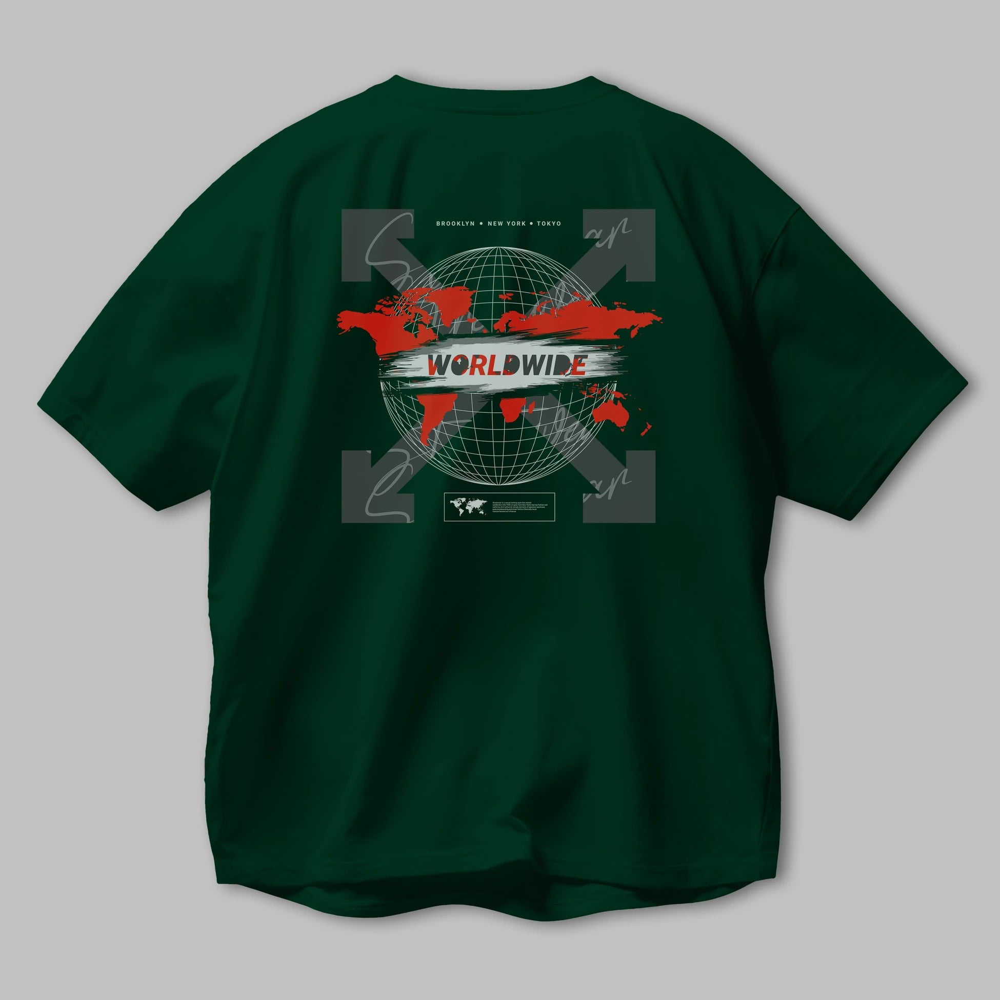 Worldwide Style Arka Baskılı Oversize t-shirt Erkek Kadın Unisex