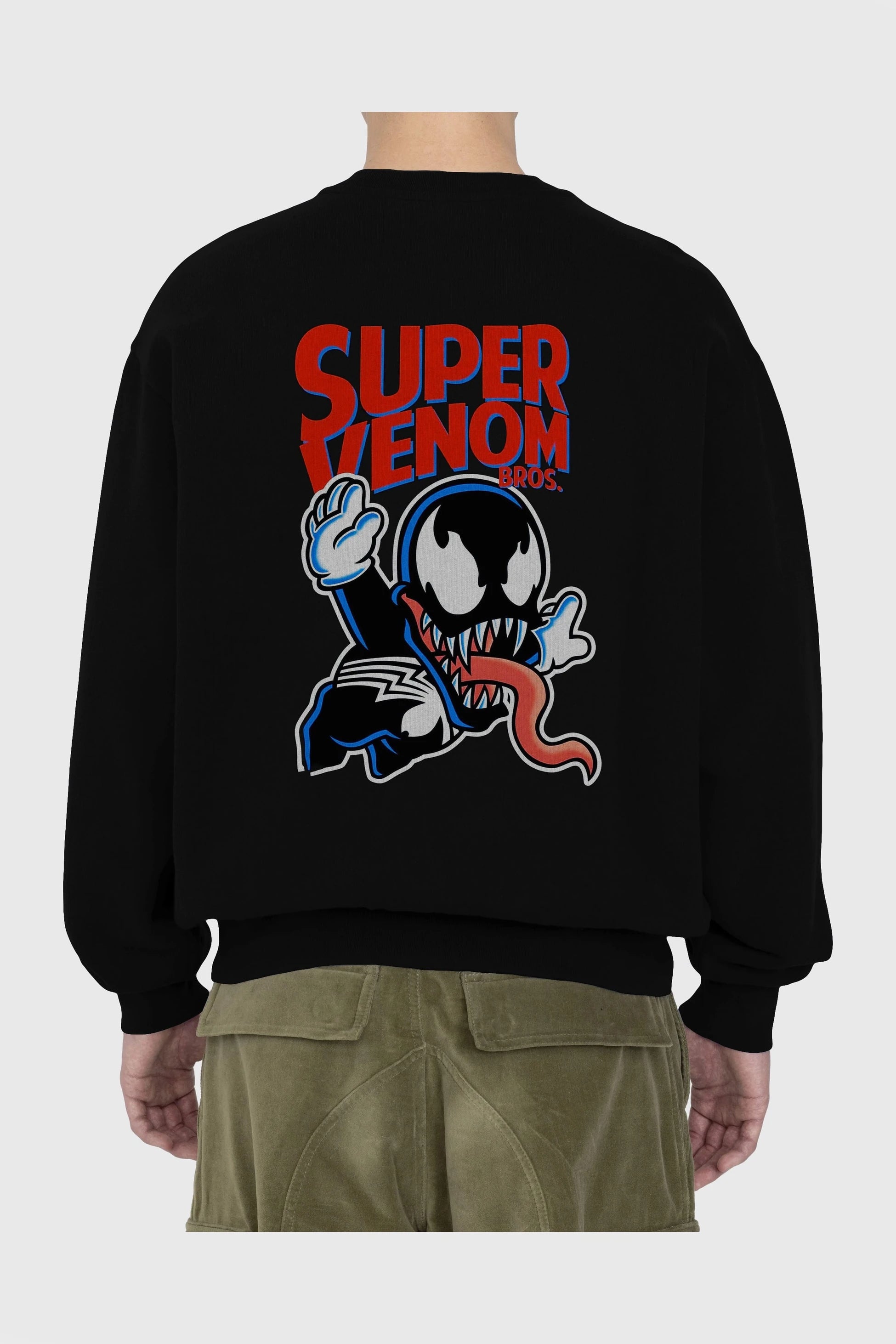Super Venom Arka Baskılı Oversize Sweatshirt Erkek Kadın Unisex