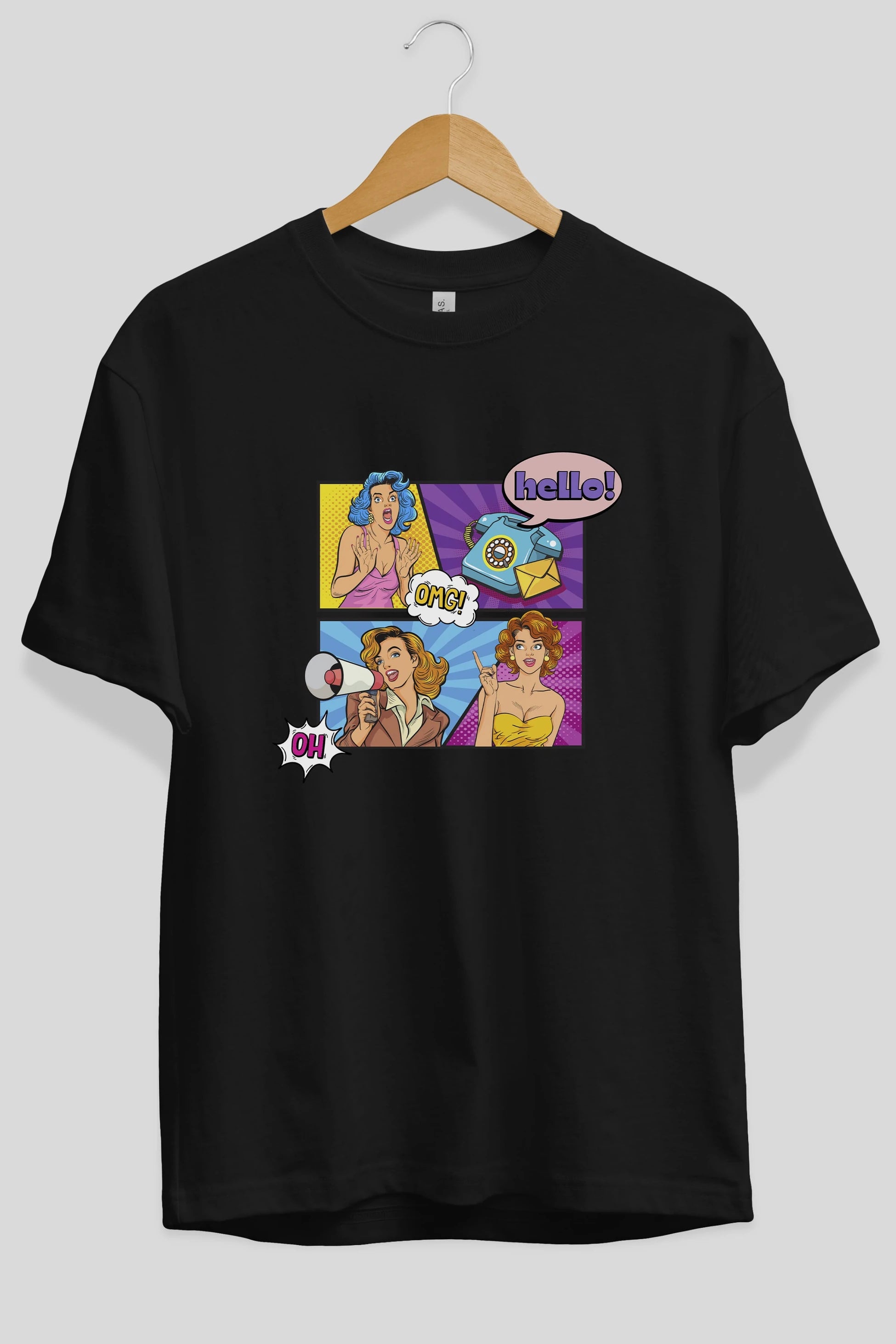 Hello OMG Ön Baskılı Oversize t-shirt Erkek Kadın Unisex