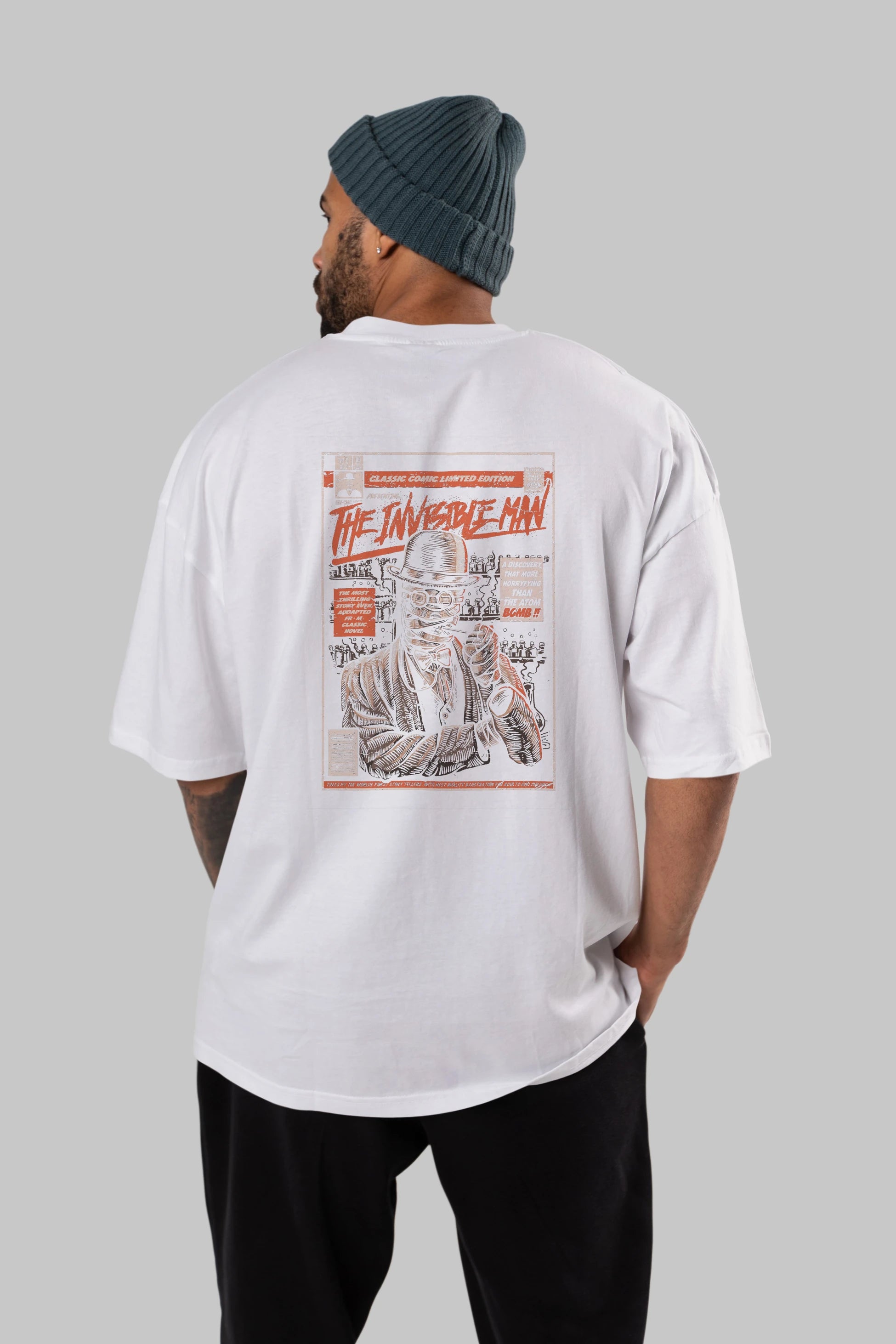 The Invisible Man Arka Baskılı Oversize t-shirt Erkek Kadın Unisex %100 Pamuk