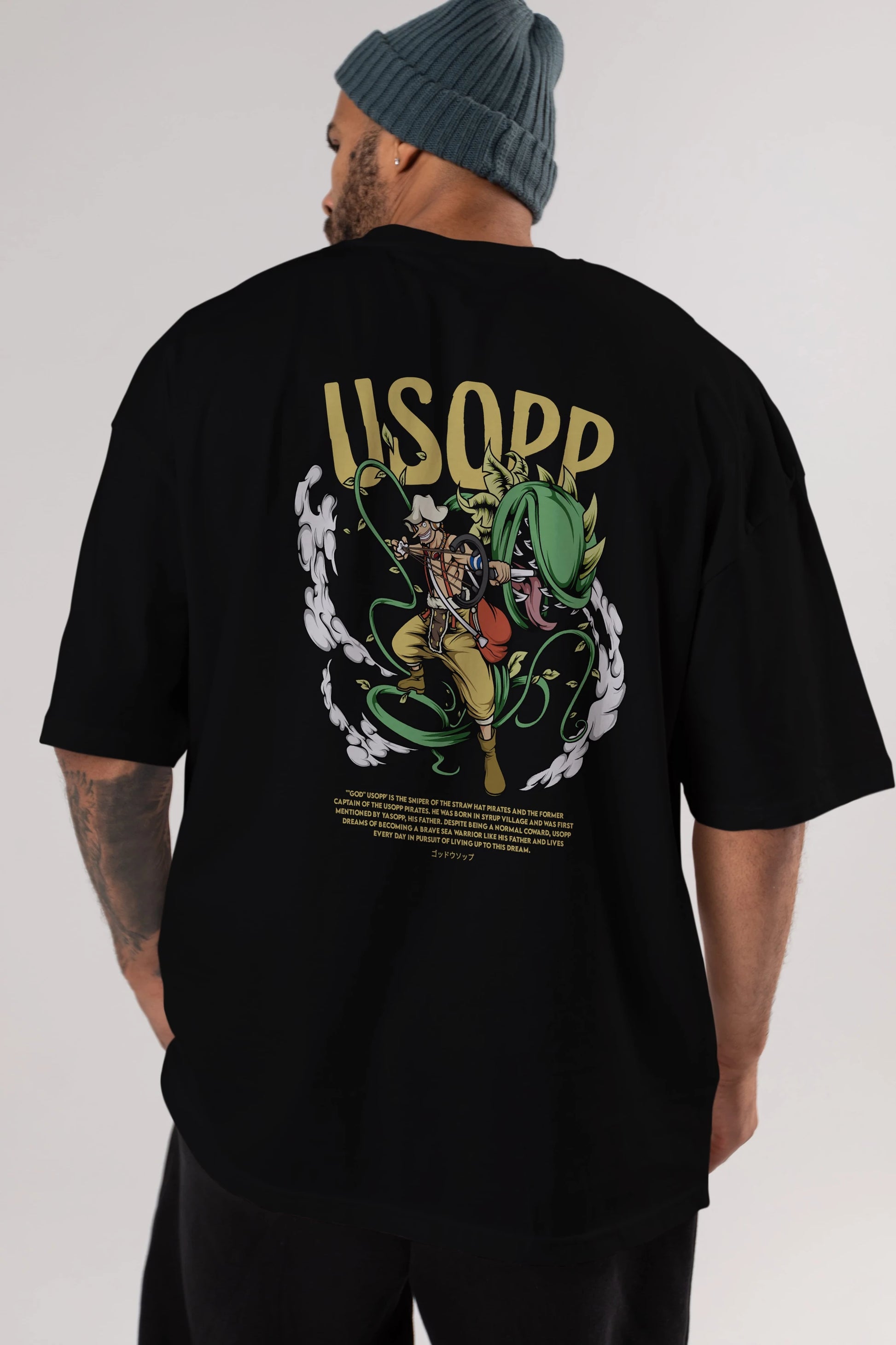 Usopp Anime Arka Baskılı Oversize t-shirt Erkek Kadın Unisex