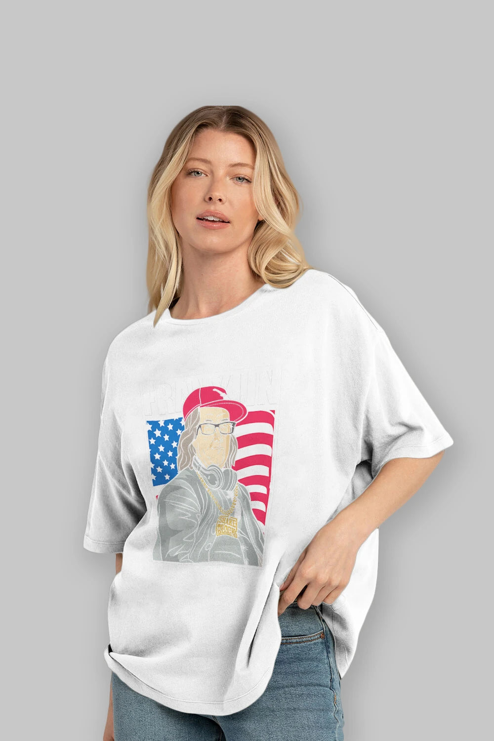 Franklin Rapper Ön Baskılı Oversize t-shirt Erkek Kadın Unisex %100 Pamuk tişort