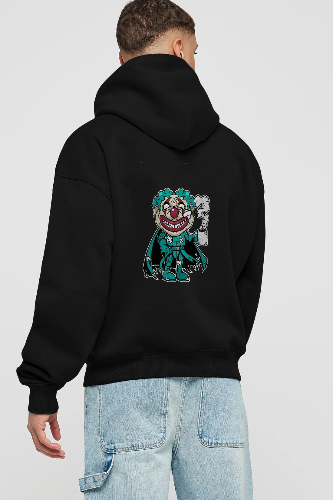 Super Clown Arka Baskılı Hoodie Oversize Kapüşonlu Sweatshirt Erkek Kadın Unisex