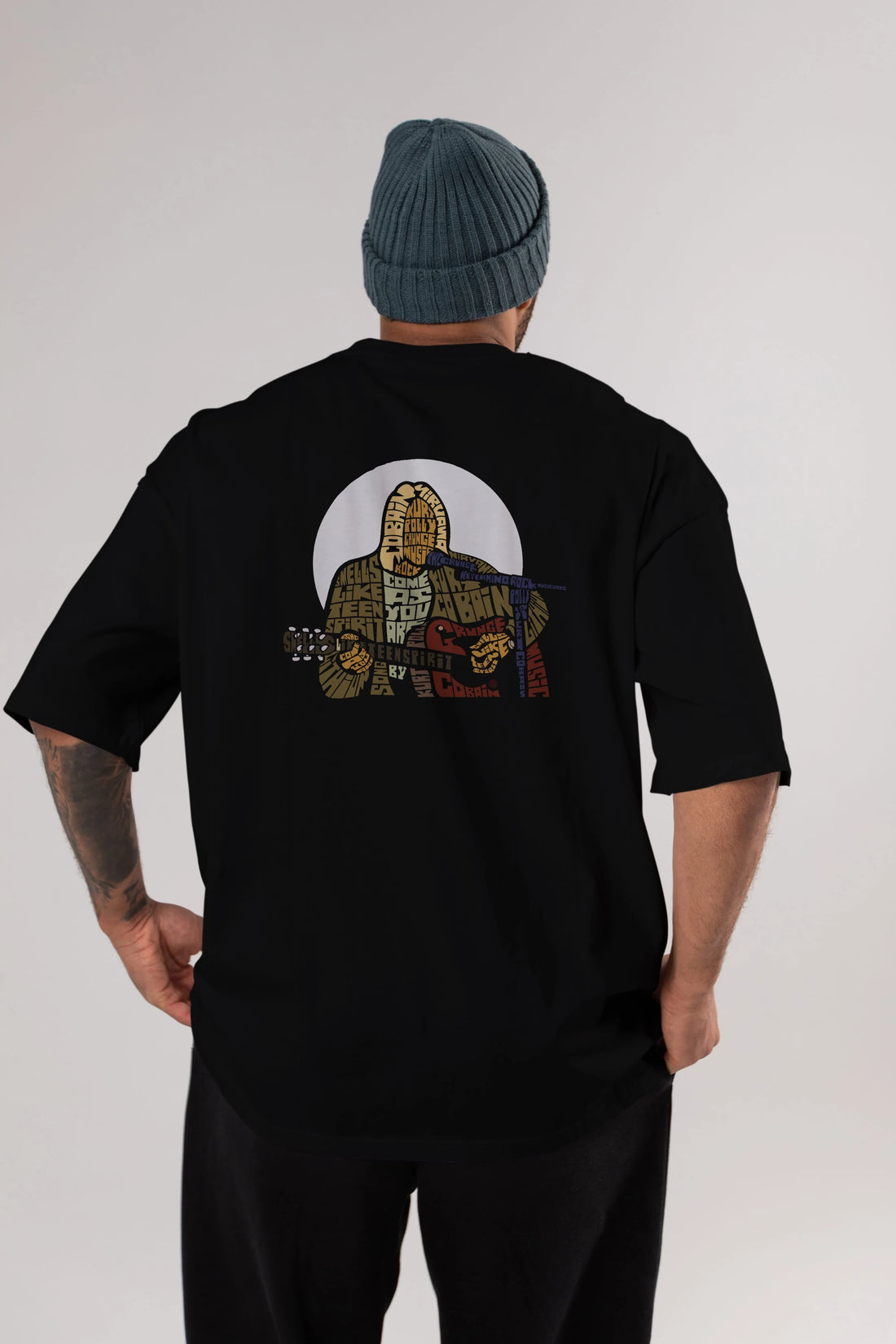 Kurt Cobain Arka Baskılı Oversize t-shirt %100 pamuk Erkek Kadın Unisex