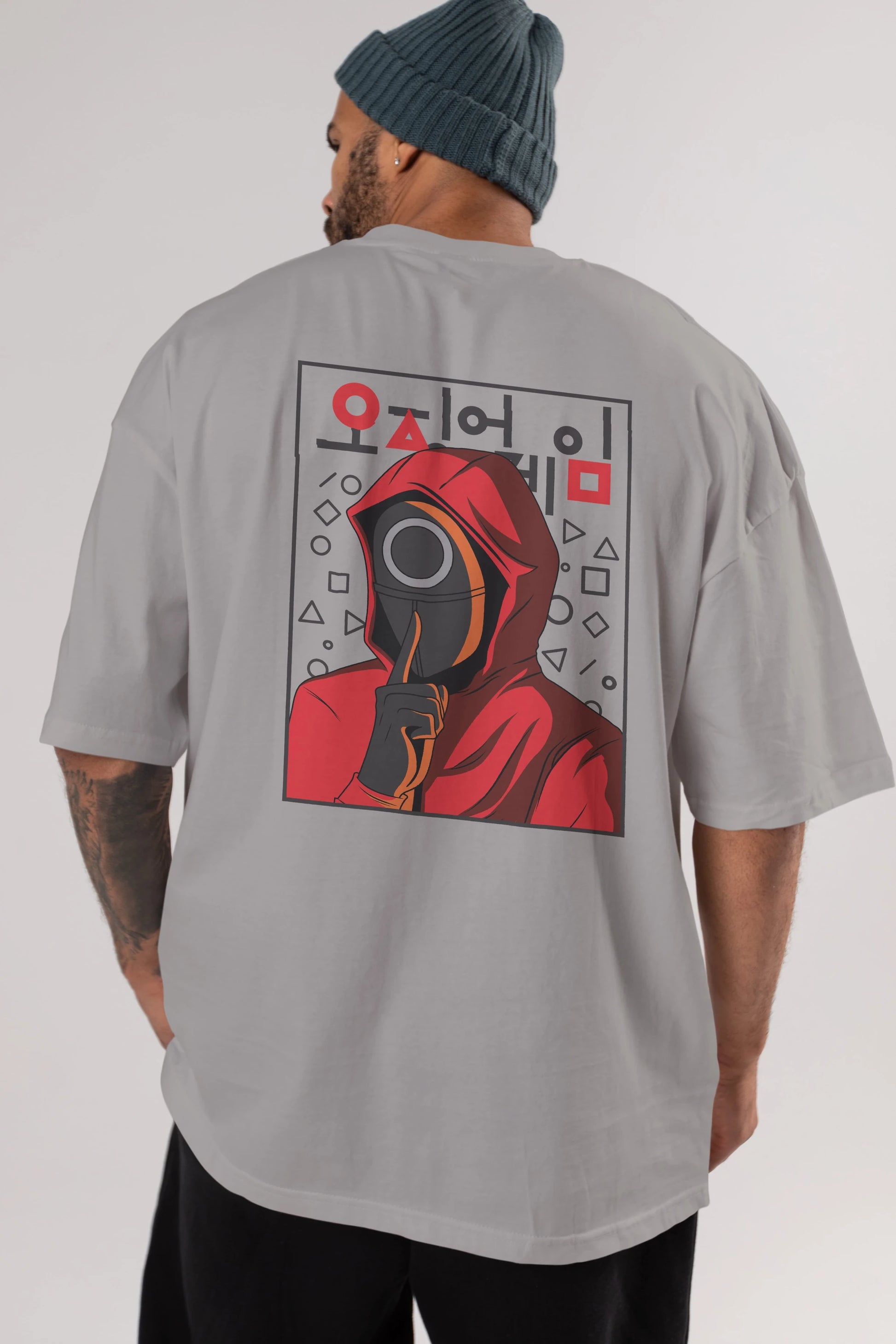 Squid Game (5) Arka Baskılı Oversize t-shirt Erkek Kadın Unisex %100 Pamuk Bisiklet Yaka tişort