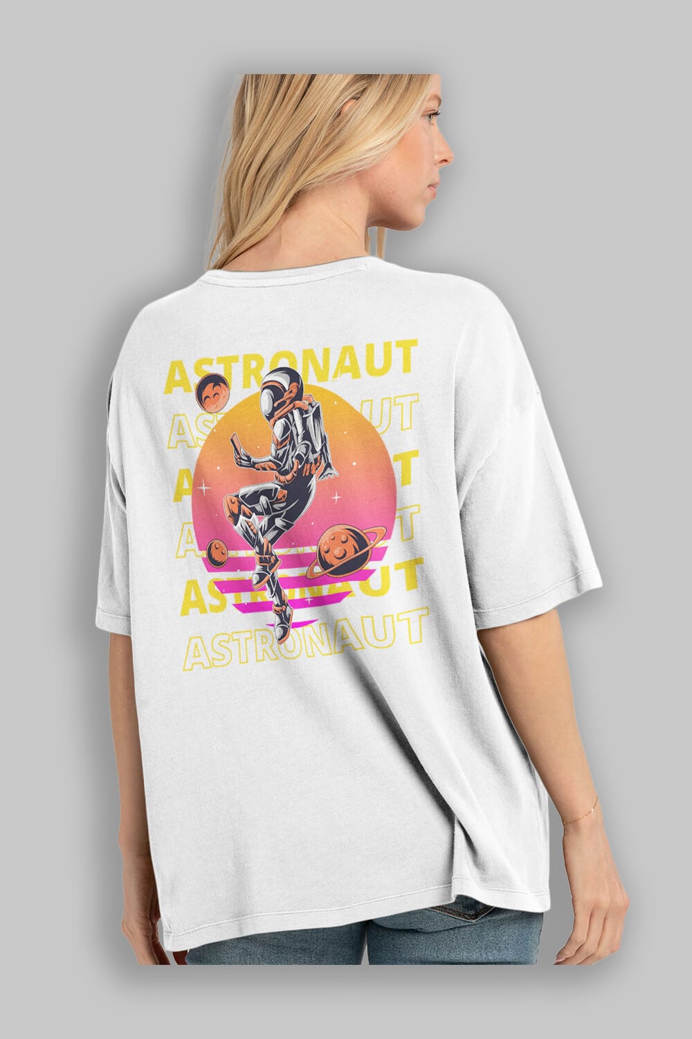 Astronaut Streetwear 2 Arka Baskılı Oversize t-shirt Erkek Kadın Unisex