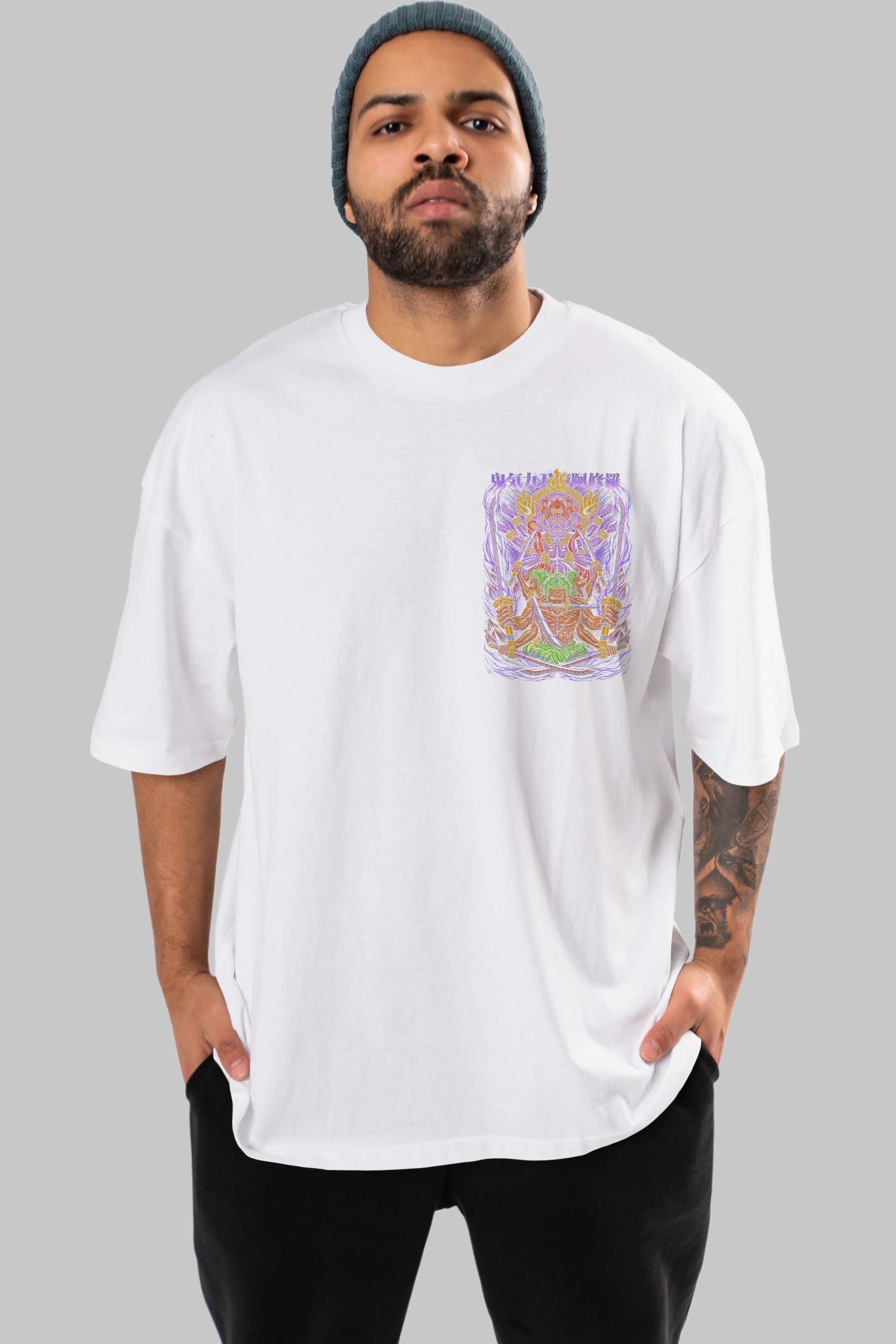 RORONOA ZORO 2 Ön Sol Baskılı Oversize t-shirt Erkek Kadın Unisex %100 Pamuk Bisiklet Yaka tişort