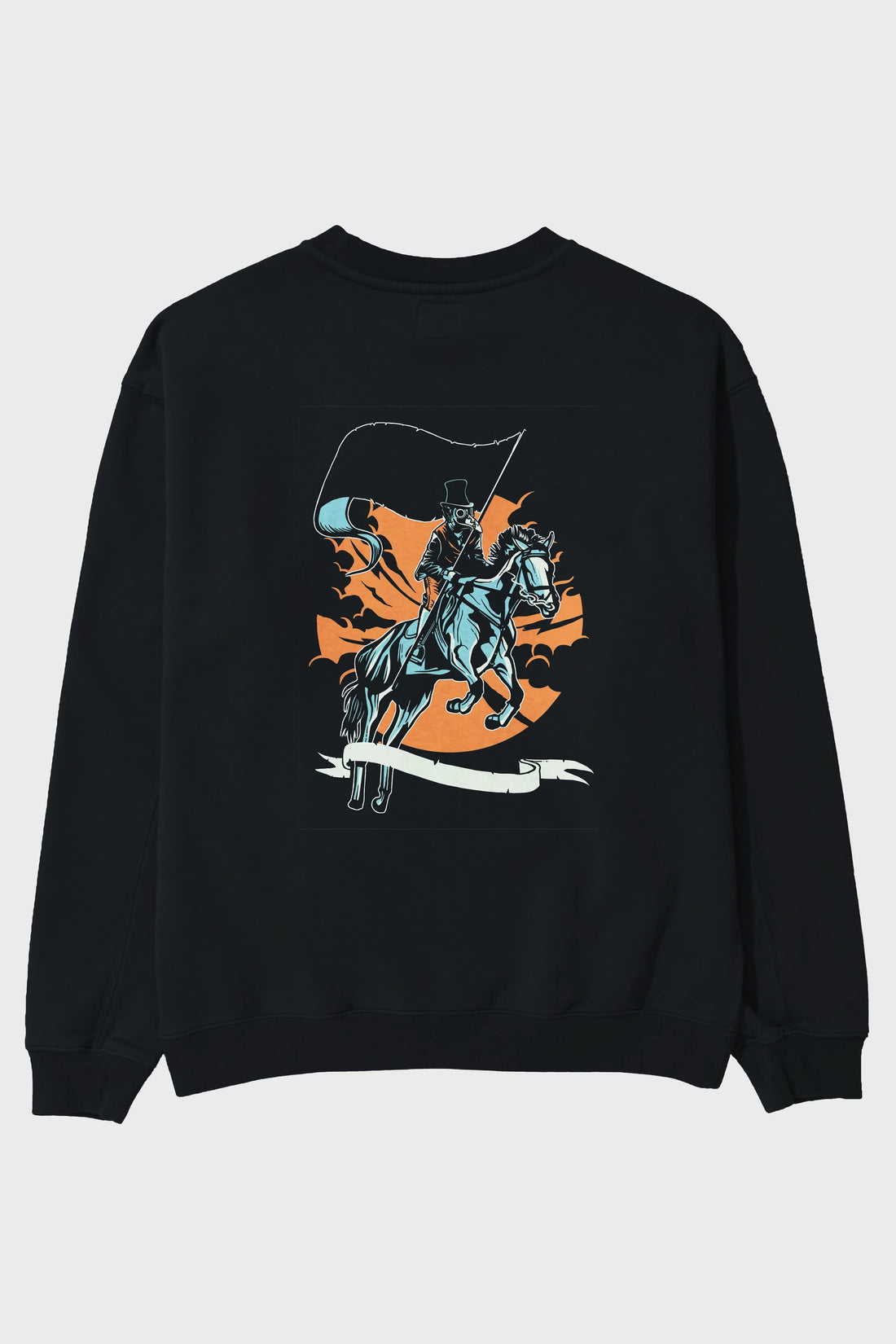 Plague Doctor Arka Baskılı Oversize Sweatshirt Erkek Kadın Unisex