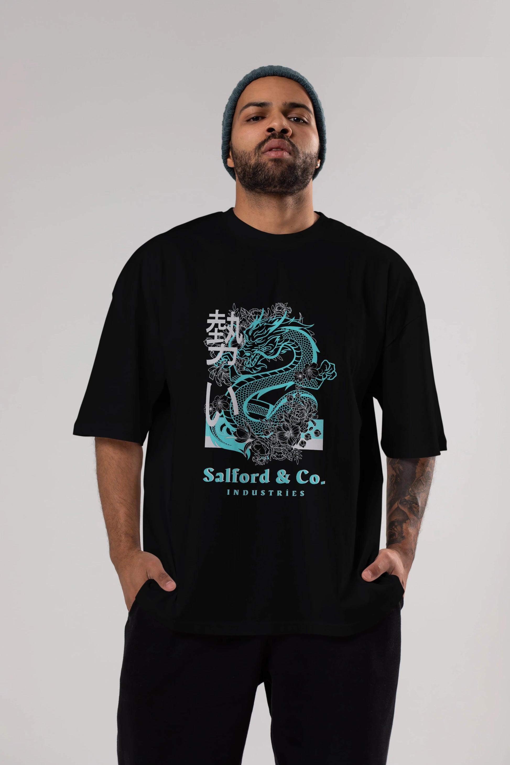 Dragon Ön Baskılı Oversize t-shirt Erkek Kadın Unisex