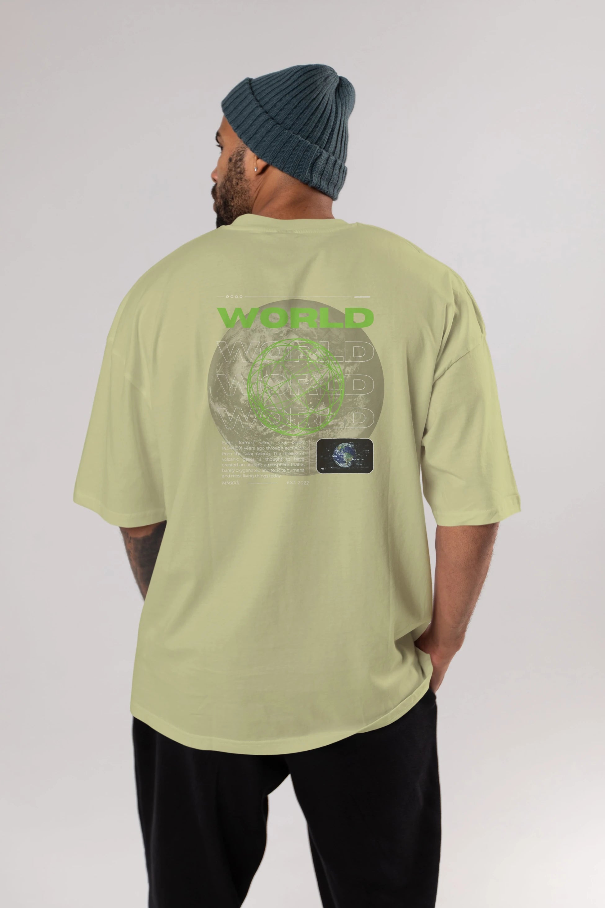 World Streetwear Arka Baskılı Oversize t-shirt Erkek Kadın Unisex