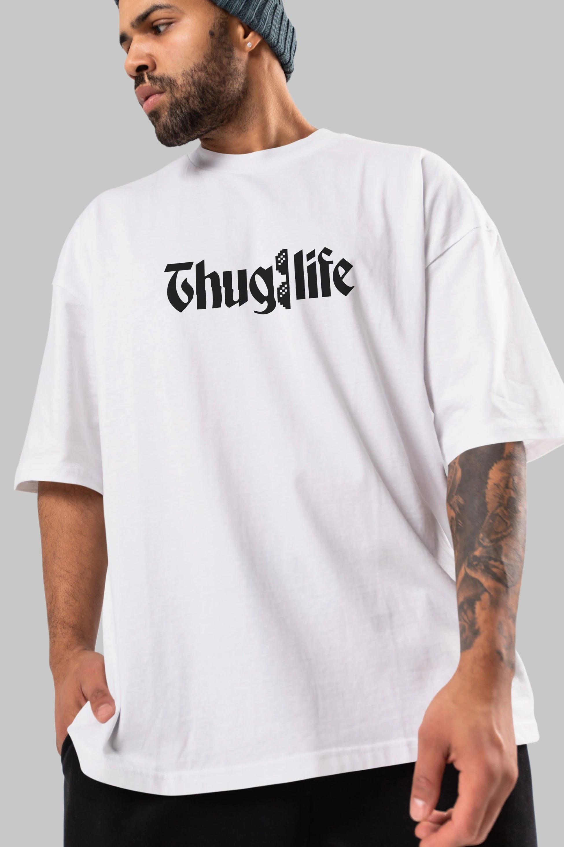 Thuglife Ön Baskılı Oversize t-shirt %100 pamuk Erkek Kadın Unisex