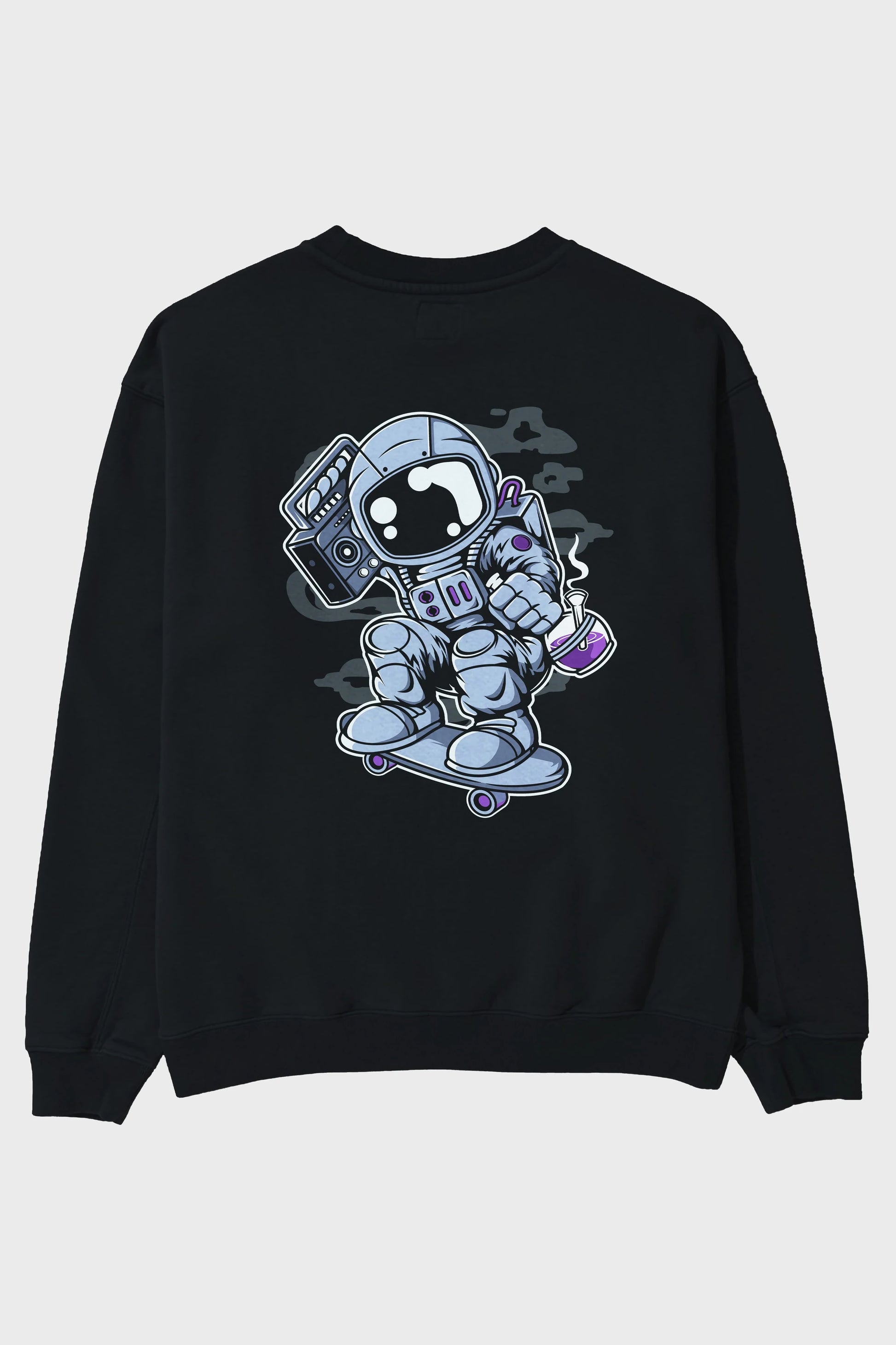 Astroanut Skater Boombox Arka Baskılı Oversize Sweatshirt Erkek Kadın Unisex