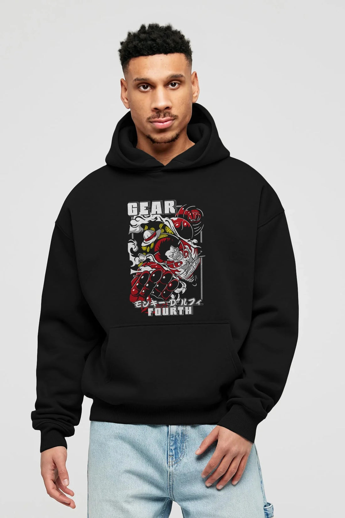 LUFFY gear fourth Anime Ön Baskılı Hoodie Oversize Kapüşonlu Sweatshirt Erkek Kadın Unisex