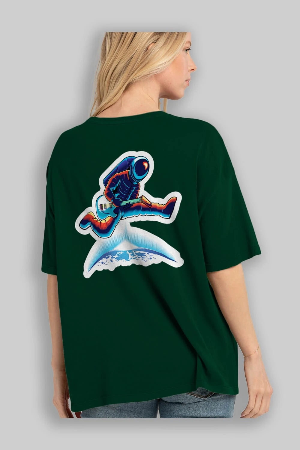 Astroguitar Sticker Arka Baskılı Oversize t-shirt Erkek Kadın Unisex