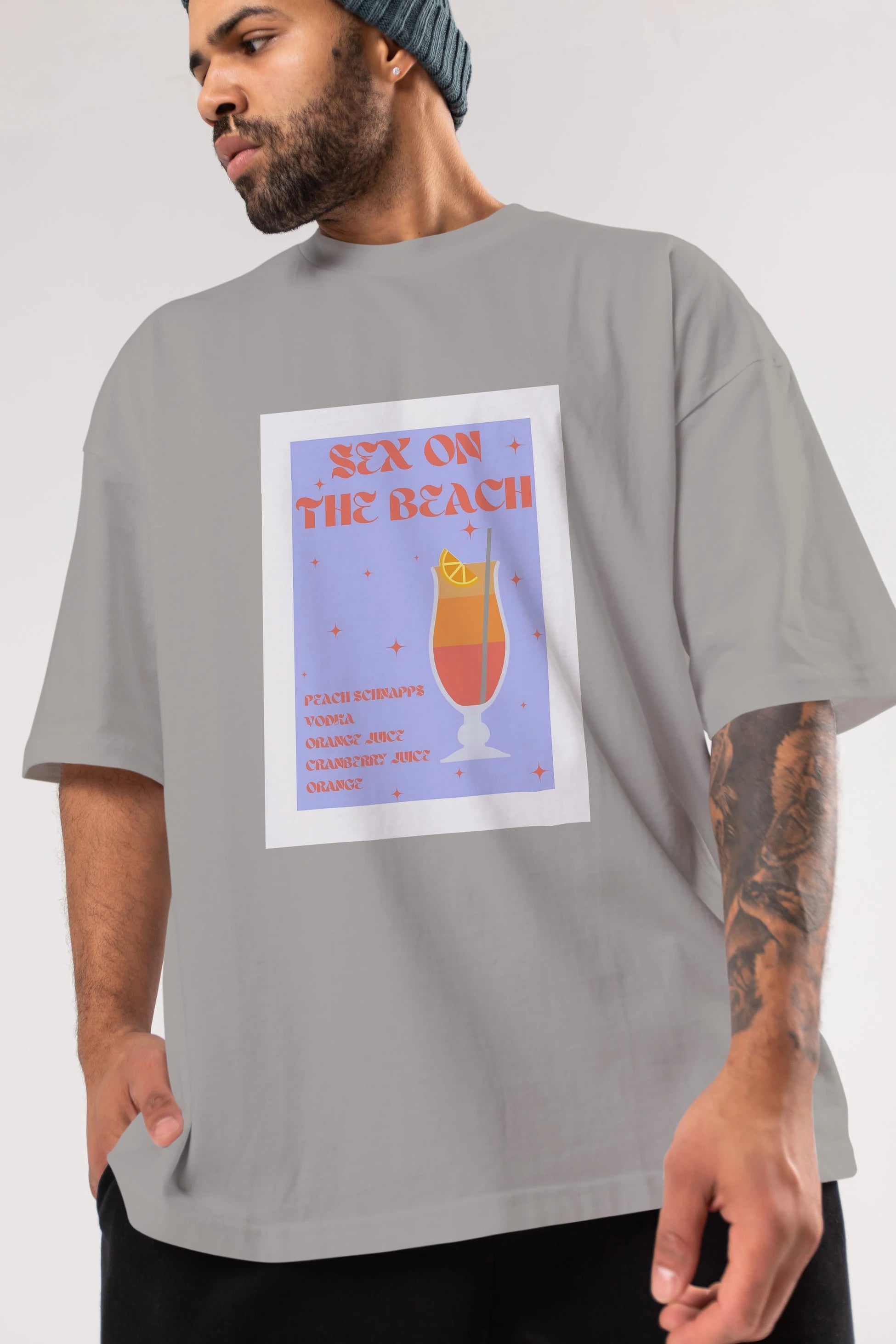 Sex On The Beach Ön Baskılı Oversize t-shirt Erkek Kadın Unisex %100 Pamuk Bisiklet Yaka tişort