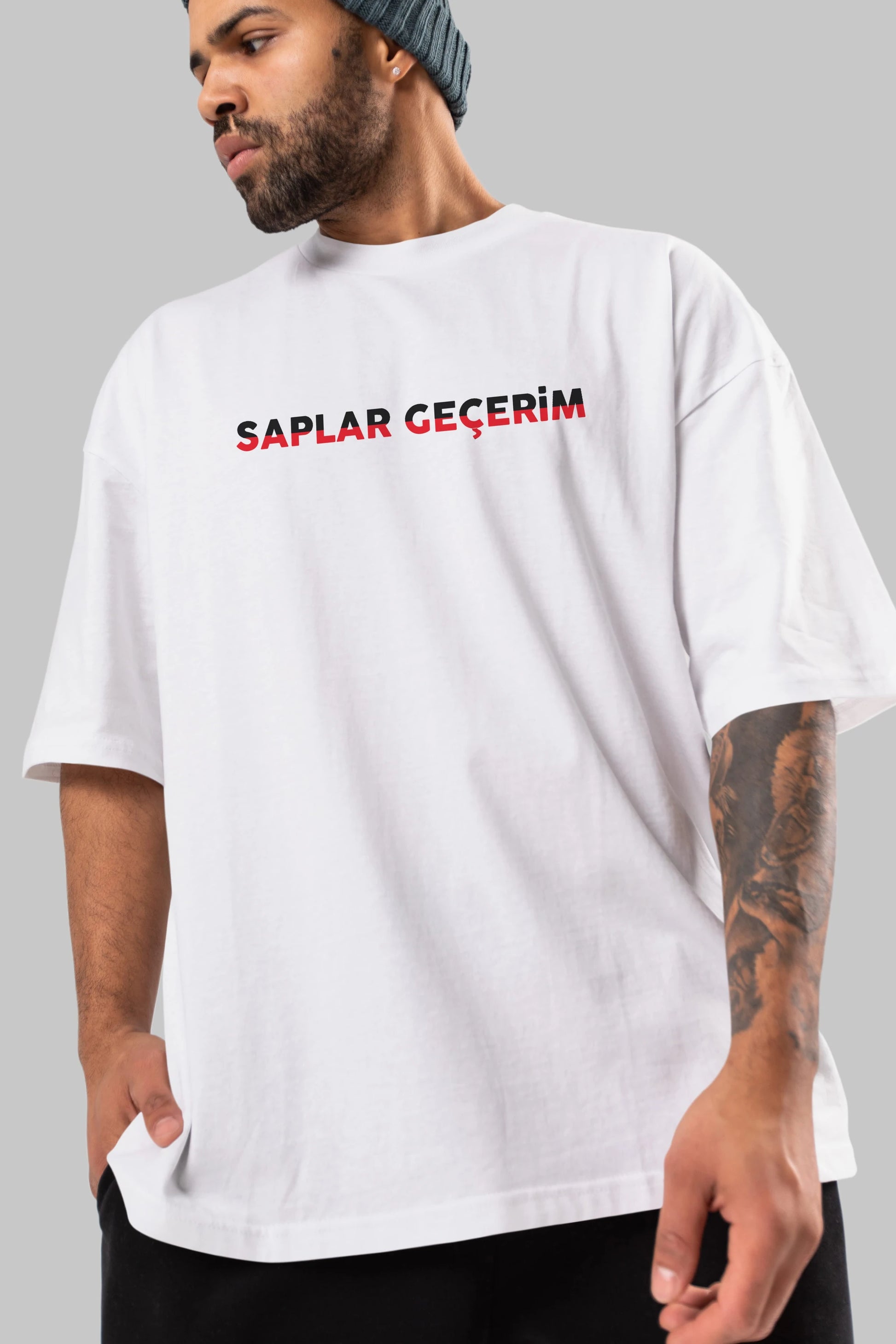 Saplar Geçerim Ön Baskılı Oversize t-shirt %100 pamuk Erkek Kadın Unisex