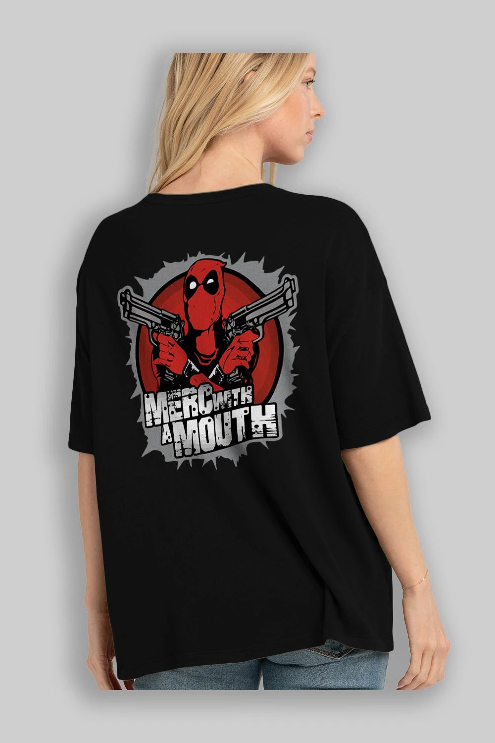 Deadpool (13) Arka Baskılı Oversize t-shirt Erkek Kadın Unisex %100 Pamuk Bisiklet Yaka tişort