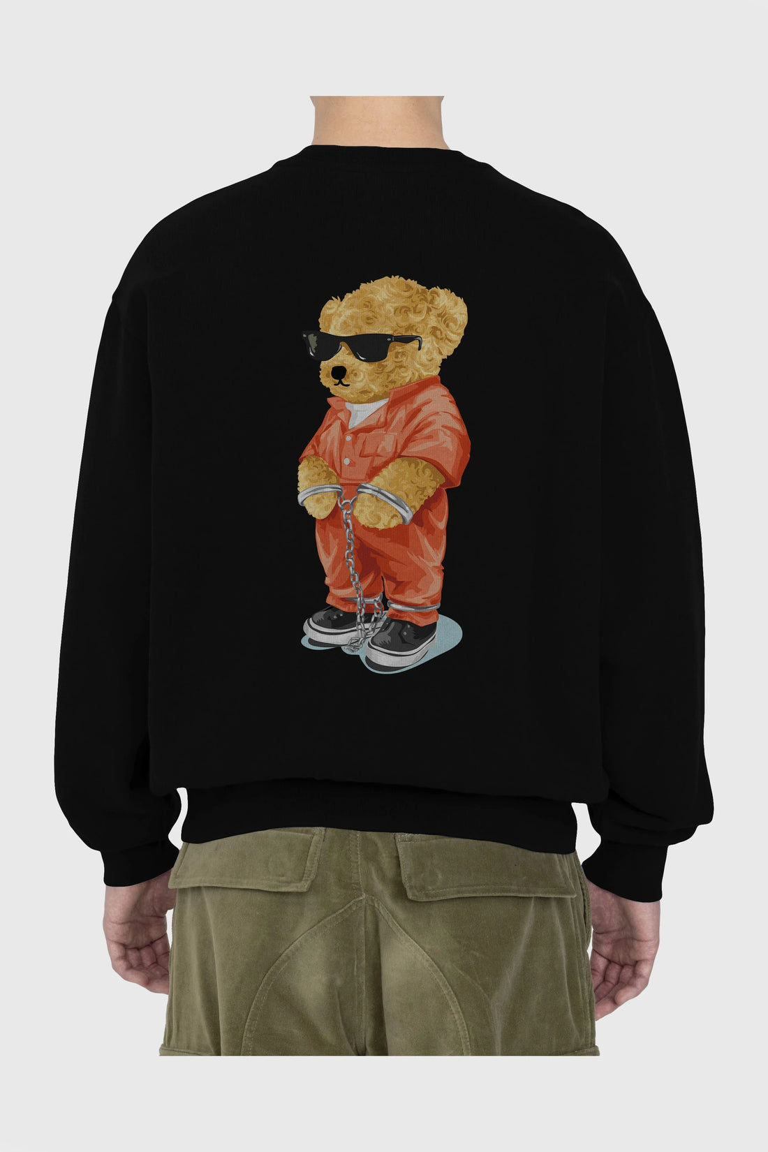 Teddy Bear Kodes Arka Baskılı Oversize Sweatshirt Erkek Kadın Unisex