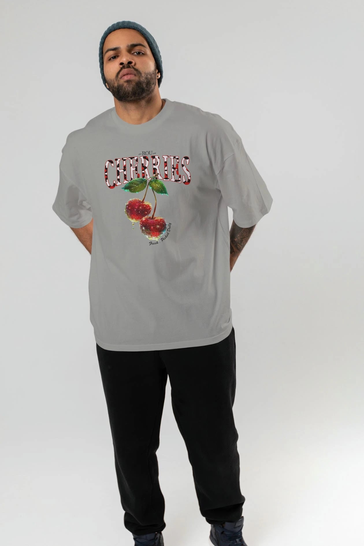 Cherry Cherries 7 Ön Baskılı Oversize t-shirt Erkek Kadın Pamuk Bisiklet Yaka tişort