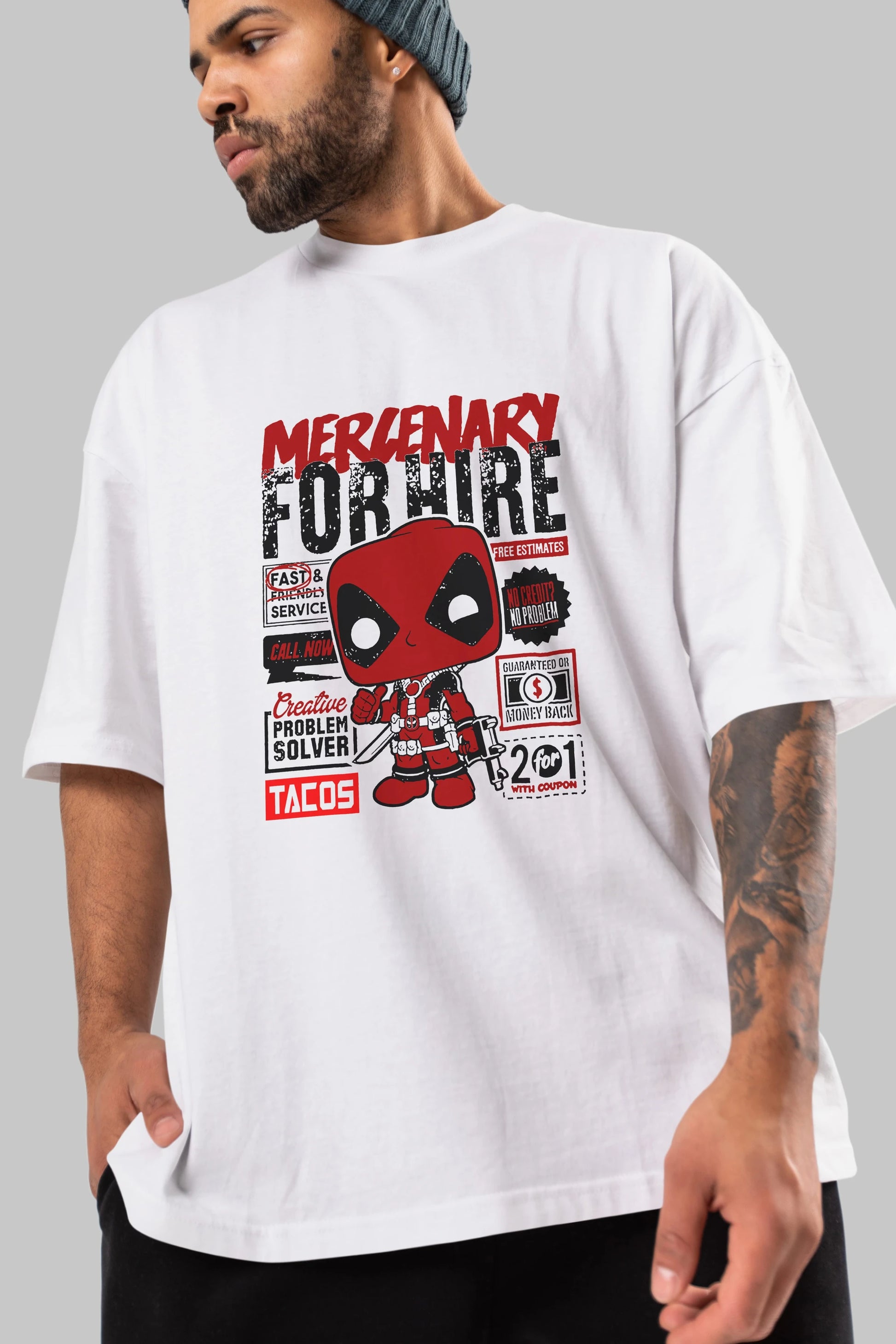 Deadpool (18) Ön Baskılı Oversize t-shirt Erkek Kadın Unisex %100 Pamuk Bisiklet Yaka tişort