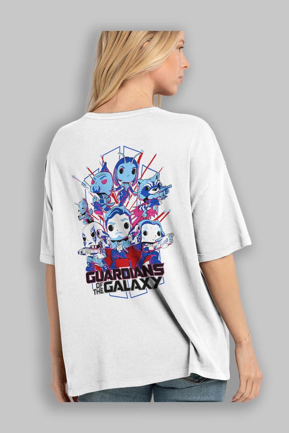 Guardians of the Galaxy Arka Baskılı Oversize t-shirt Erkek Kadın Unisex %100 Pamuk Bisiklet Yaka tişort