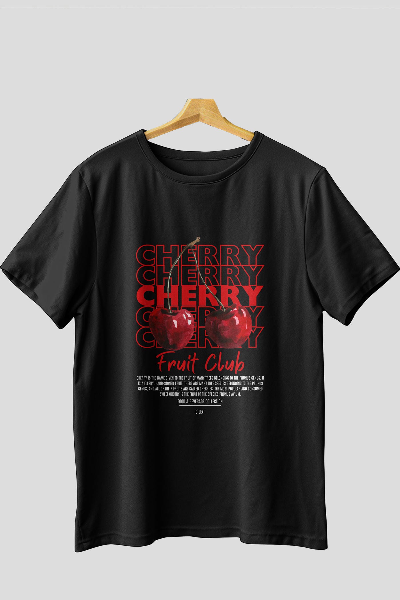 Cherry Ön Baskılı Oversize t-shirt Erkek Kadın Pamuk Bisiklet Yaka tişort