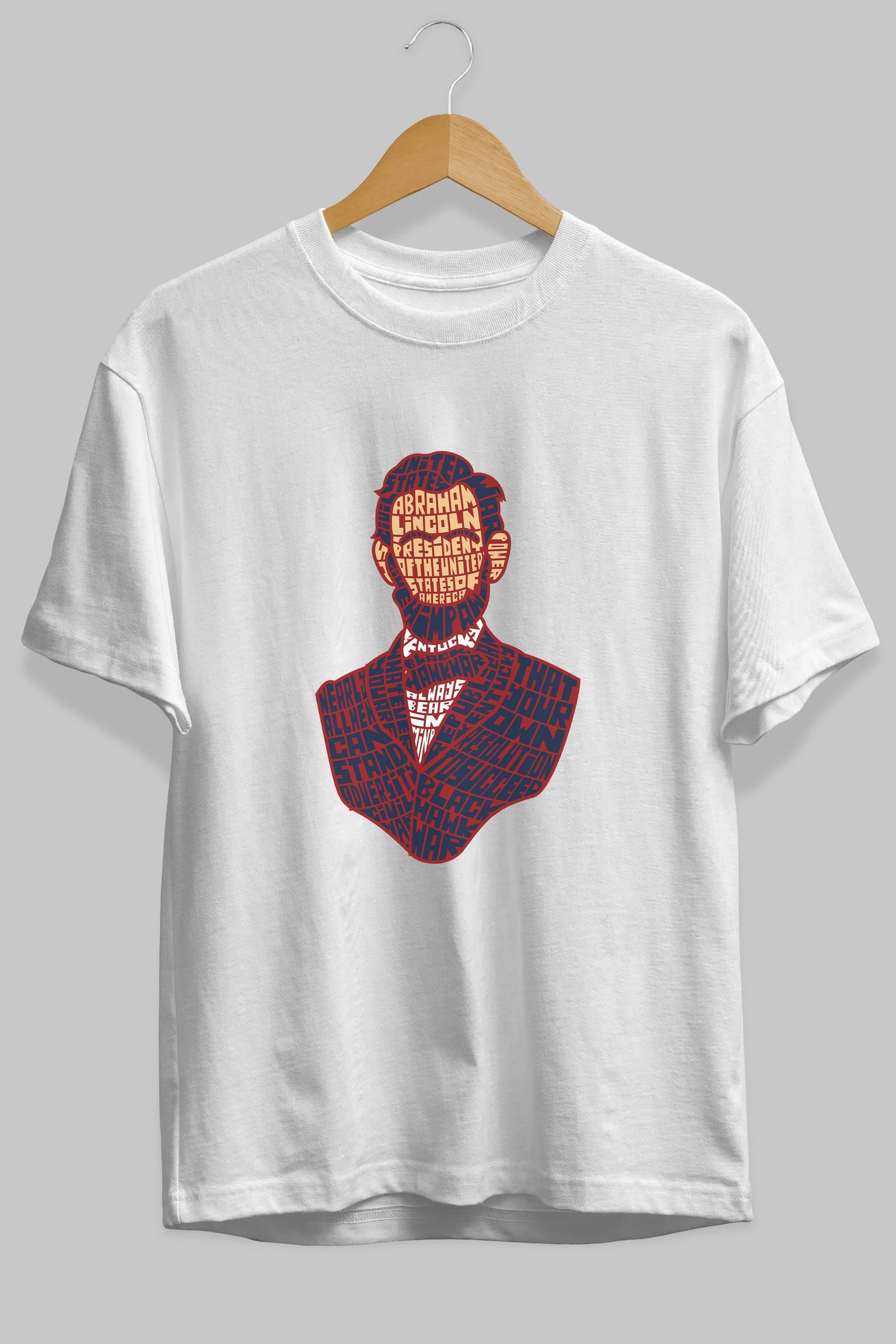 Abraham Lincoln Ön Baskılı Oversize t-shirt %100 pamuk Erkek Kadın Unisex