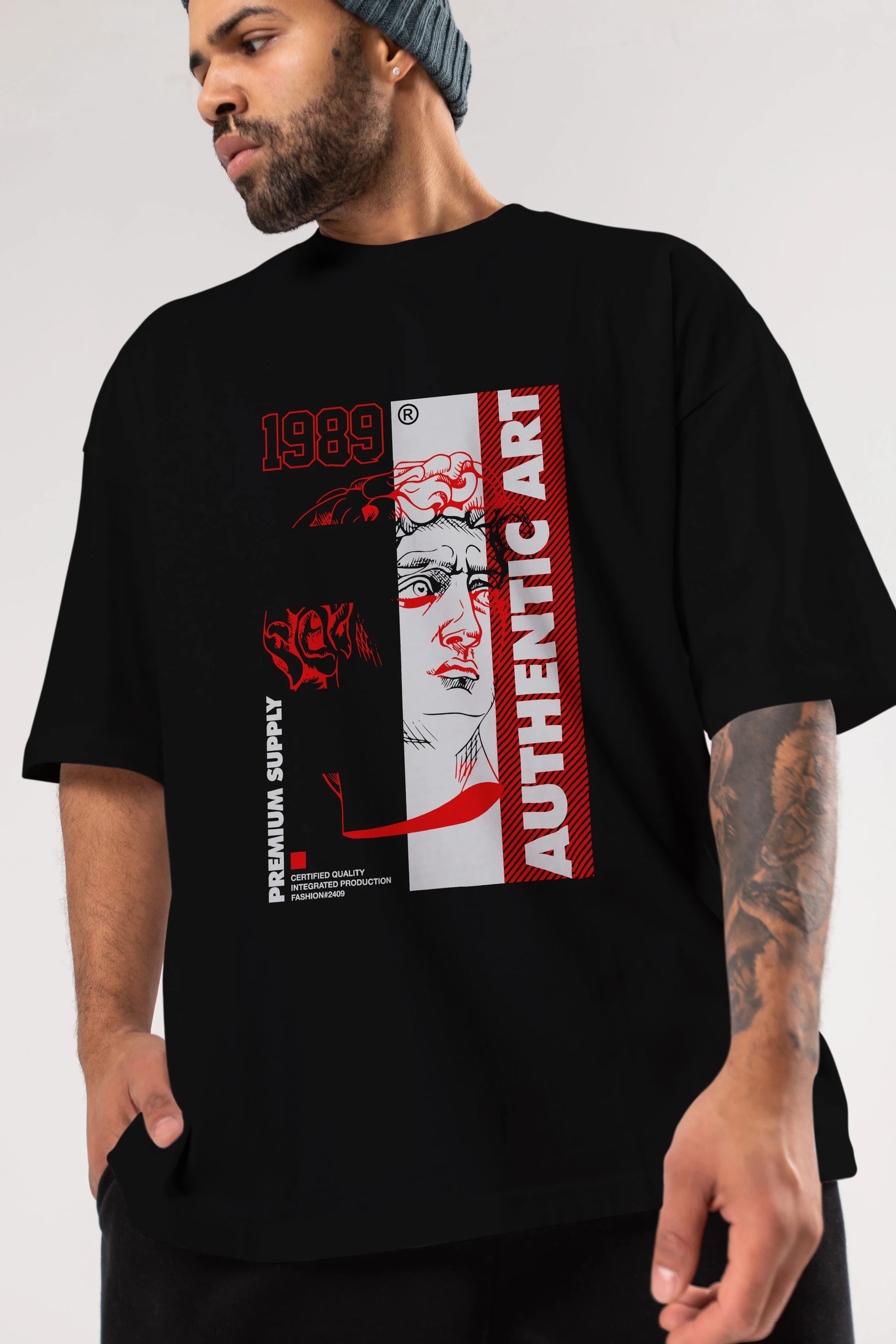 Authentic Art Ön Baskılı Oversize t-shirt Erkek Kadın Unisex