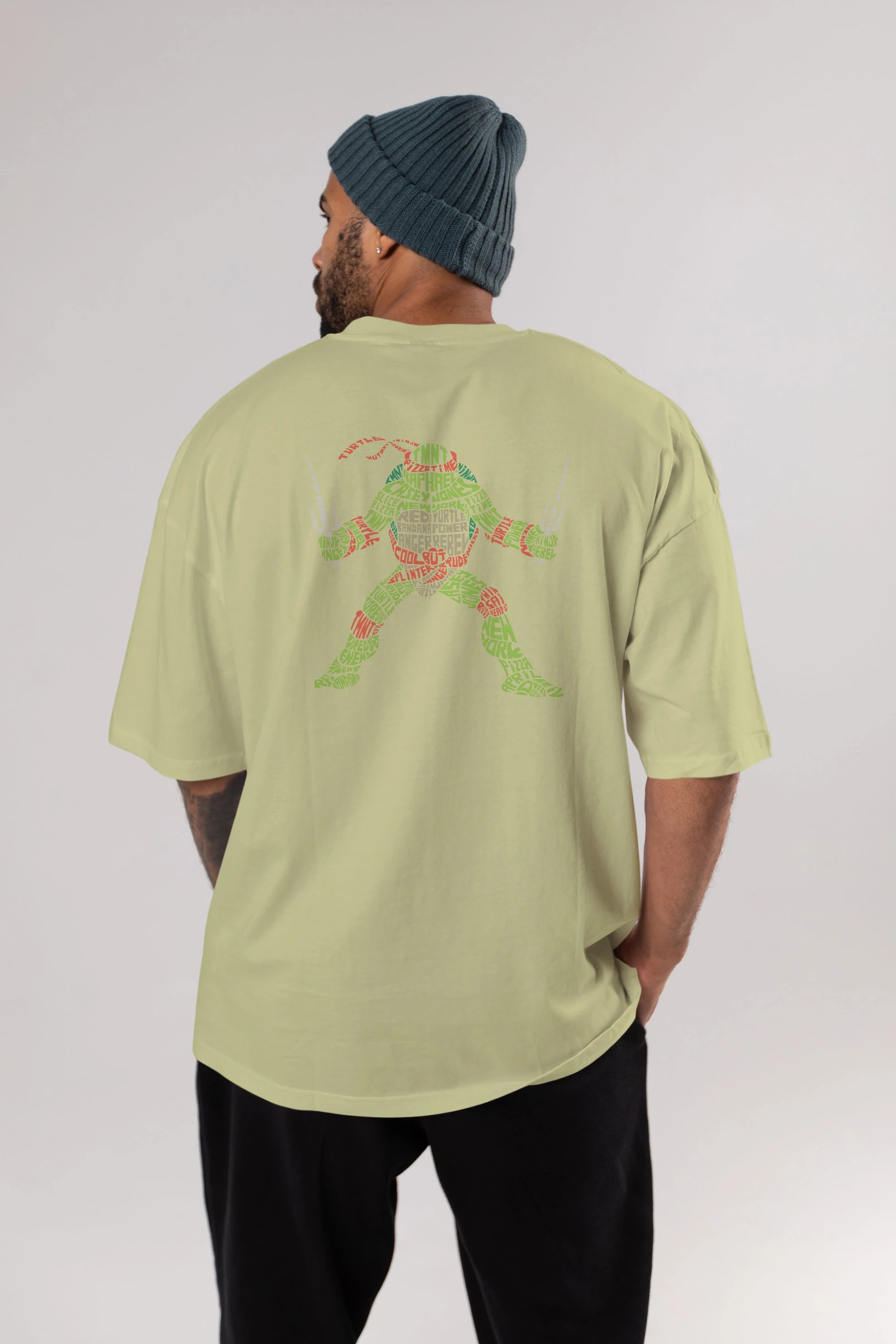 Ninja Turtle Arka Baskılı Oversize t-shirt %100 pamuk Erkek Kadın Unisex