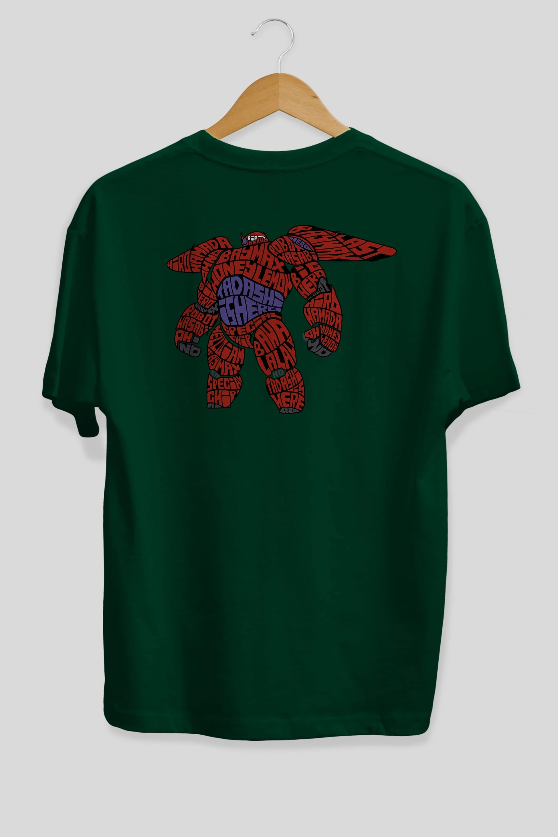 Baymax Arka Baskılı Oversize t-shirt %100 pamuk Erkek Kadın Unisex