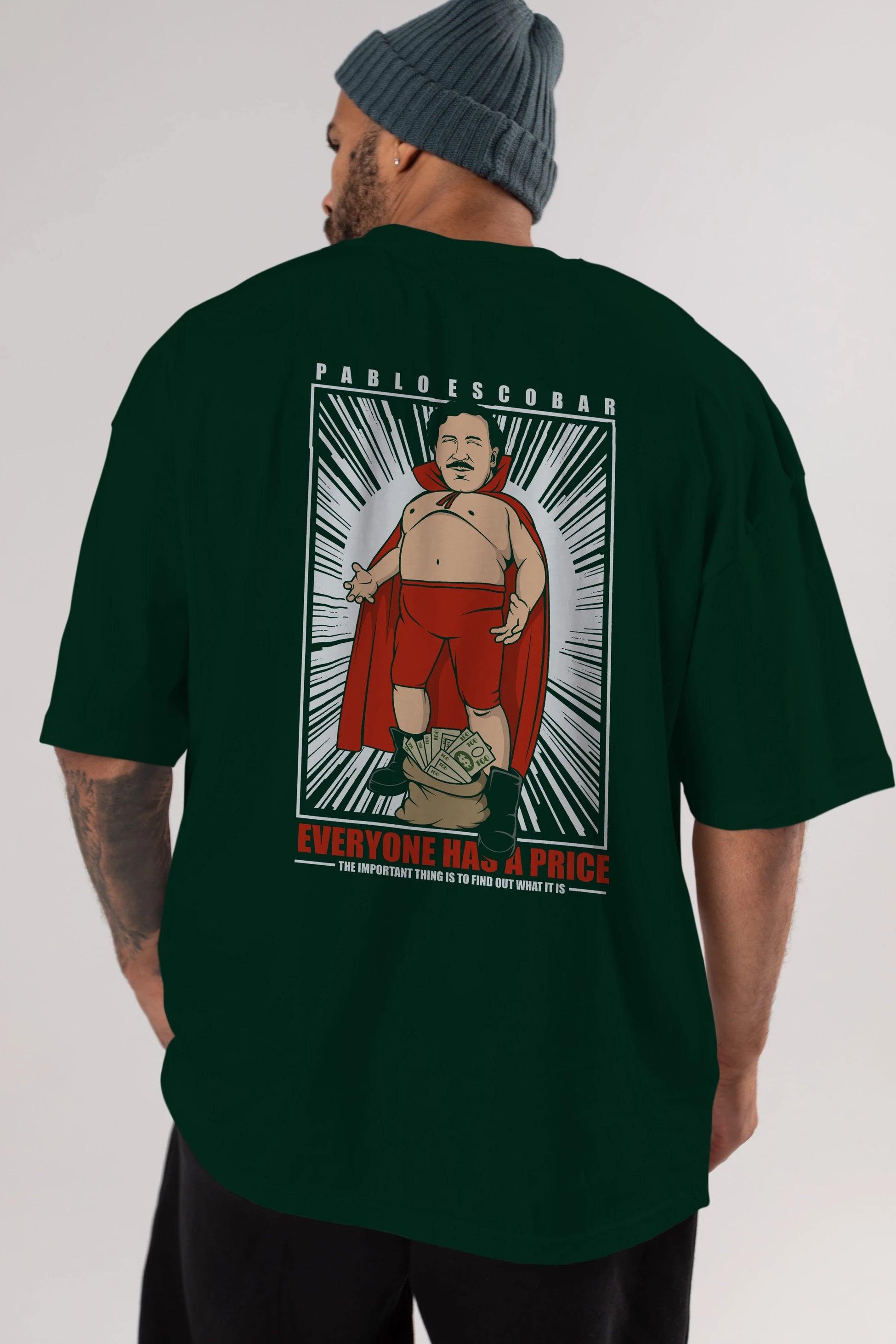 Pablo Escobar Luchador Arka Baskılı Oversize t-shirt Erkek Kadın Unisex %100 Pamuk tişort