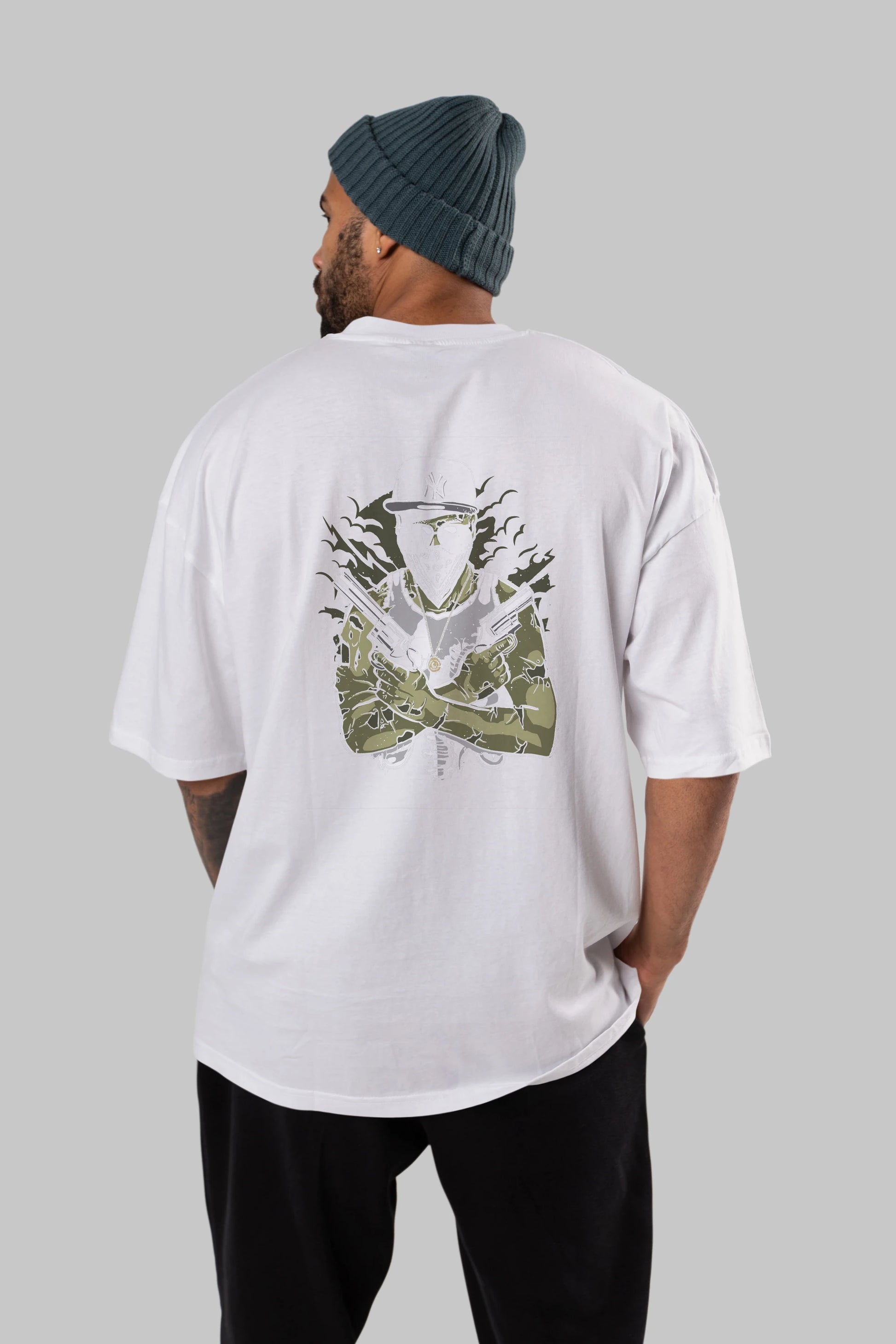 Gangsta Zombie Arka Baskılı Oversize t-shirt Erkek Kadın Unisex %100 Pamuk