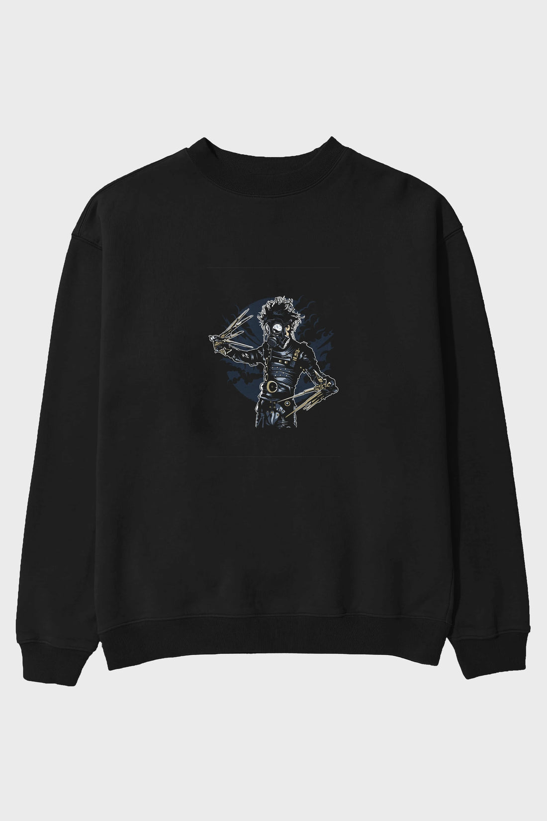 Gas Mask Scissors Ön Baskılı Oversize Sweatshirt Erkek Kadın Unisex
